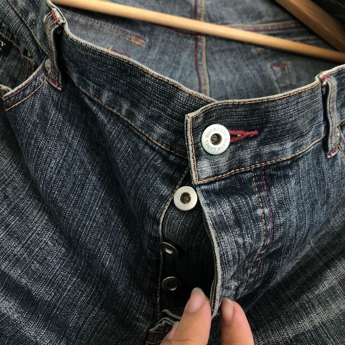 Distressed Burberry Black Label Nova Check Design Pocket