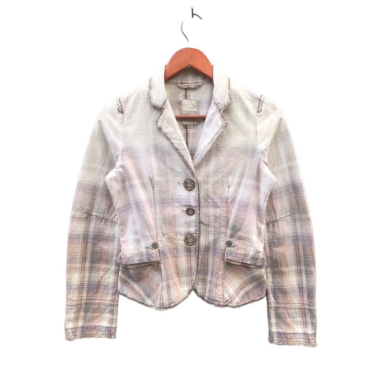 Marithe + Francois Girbaud Marithé François Girbaud Contrast Stitch Plaid Blazer Size S / US 4 / IT 40 - 1 Thumbnail