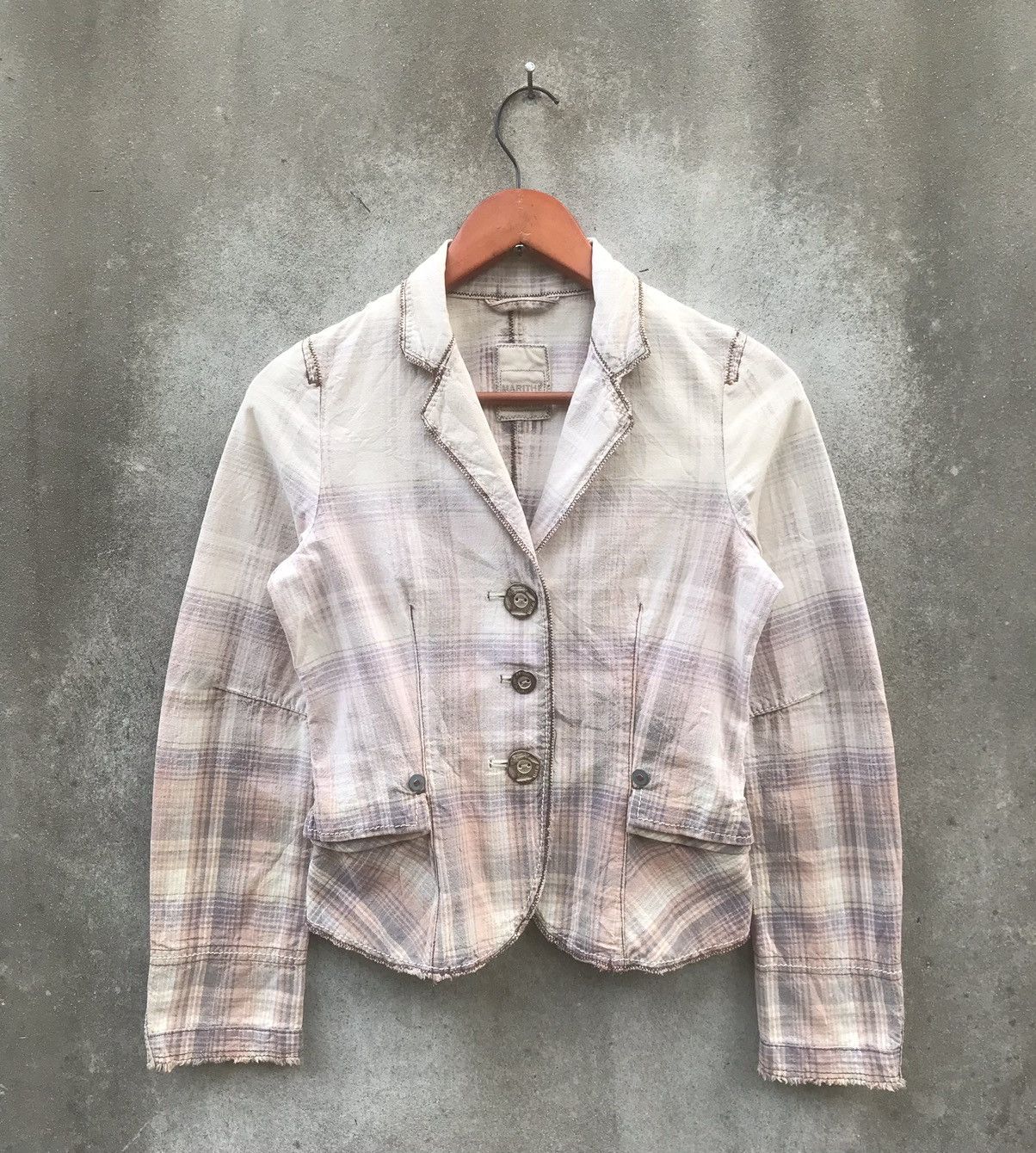 Marithe + Francois Girbaud Marithé François Girbaud Contrast Stitch Plaid Blazer Size S / US 4 / IT 40 - 4 Thumbnail