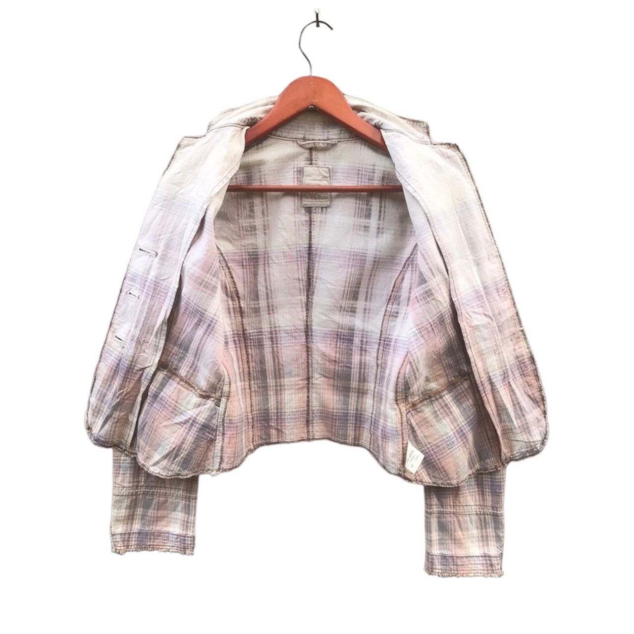 Marithe + Francois Girbaud Marithé François Girbaud Contrast Stitch Plaid Blazer Size S / US 4 / IT 40 - 3 Thumbnail