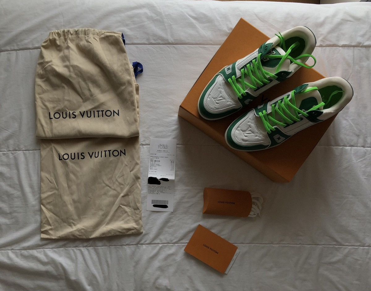 Louis Vuitton Louis Vuitton Green/White LV Trainers Size US 12 / EU 45 - 2 Thumbnail