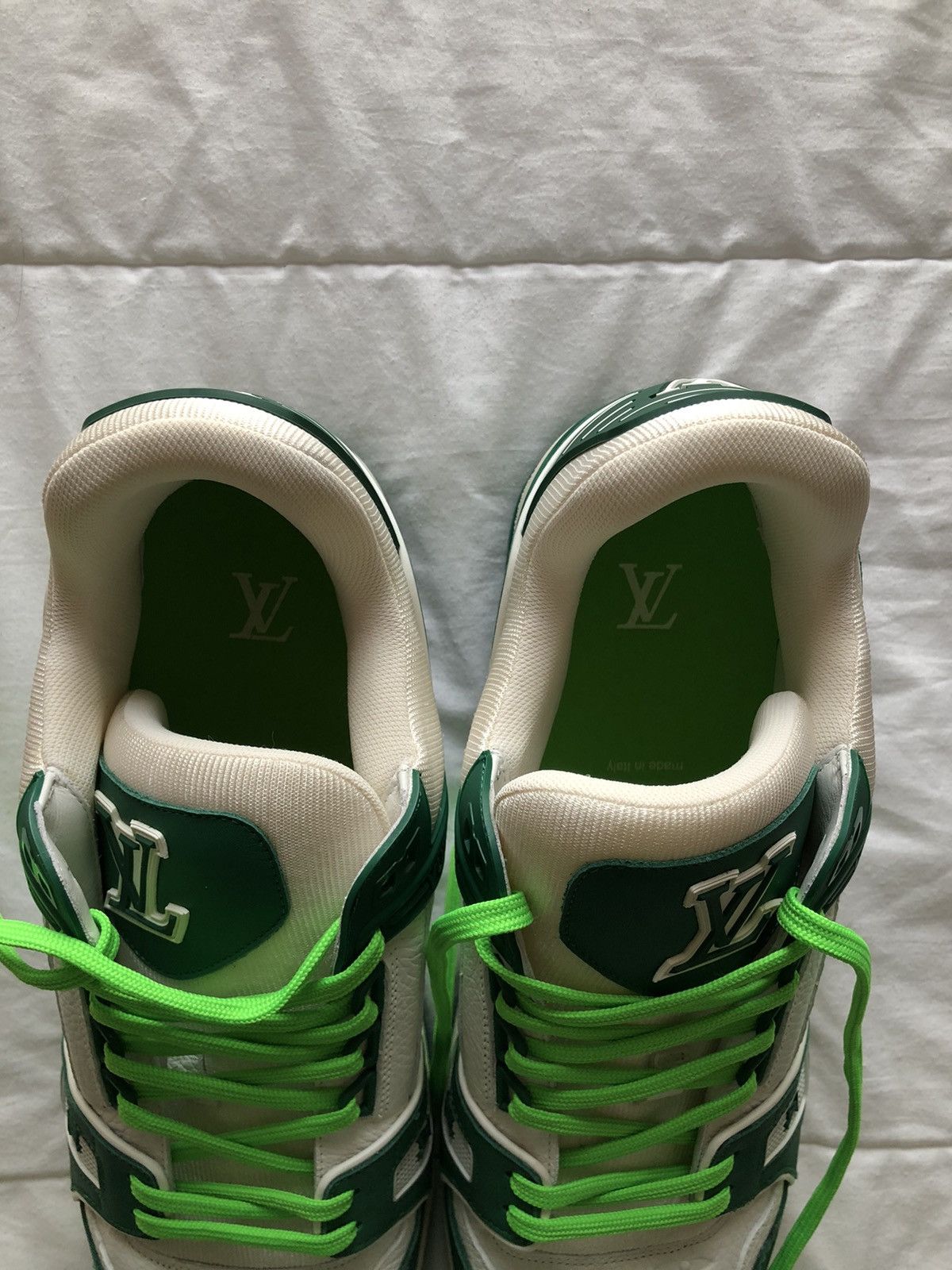 Louis Vuitton Louis Vuitton Green/White LV Trainers Size US 12 / EU 45 - 12 Thumbnail