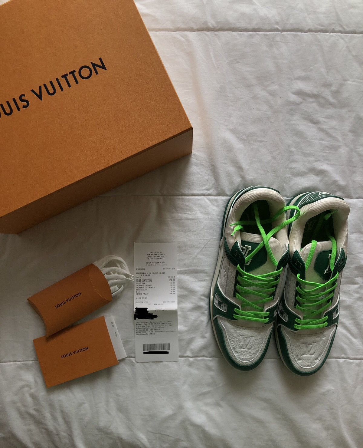 Louis Vuitton Louis Vuitton Green/White LV Trainers Size US 12 / EU 45 - 1 Thumbnail