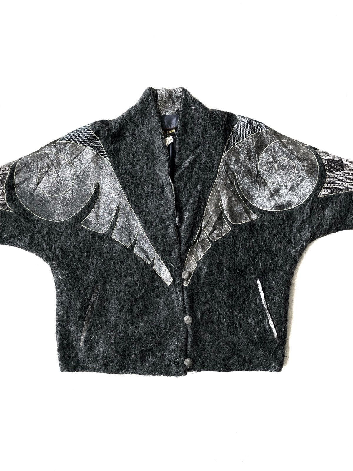 Roberto Cavalli Vintage 1980s Roberto Cavalli Mohair Texture Batwing Jacket Size US M / EU 48-50 / 2 - 2 Thumbnail