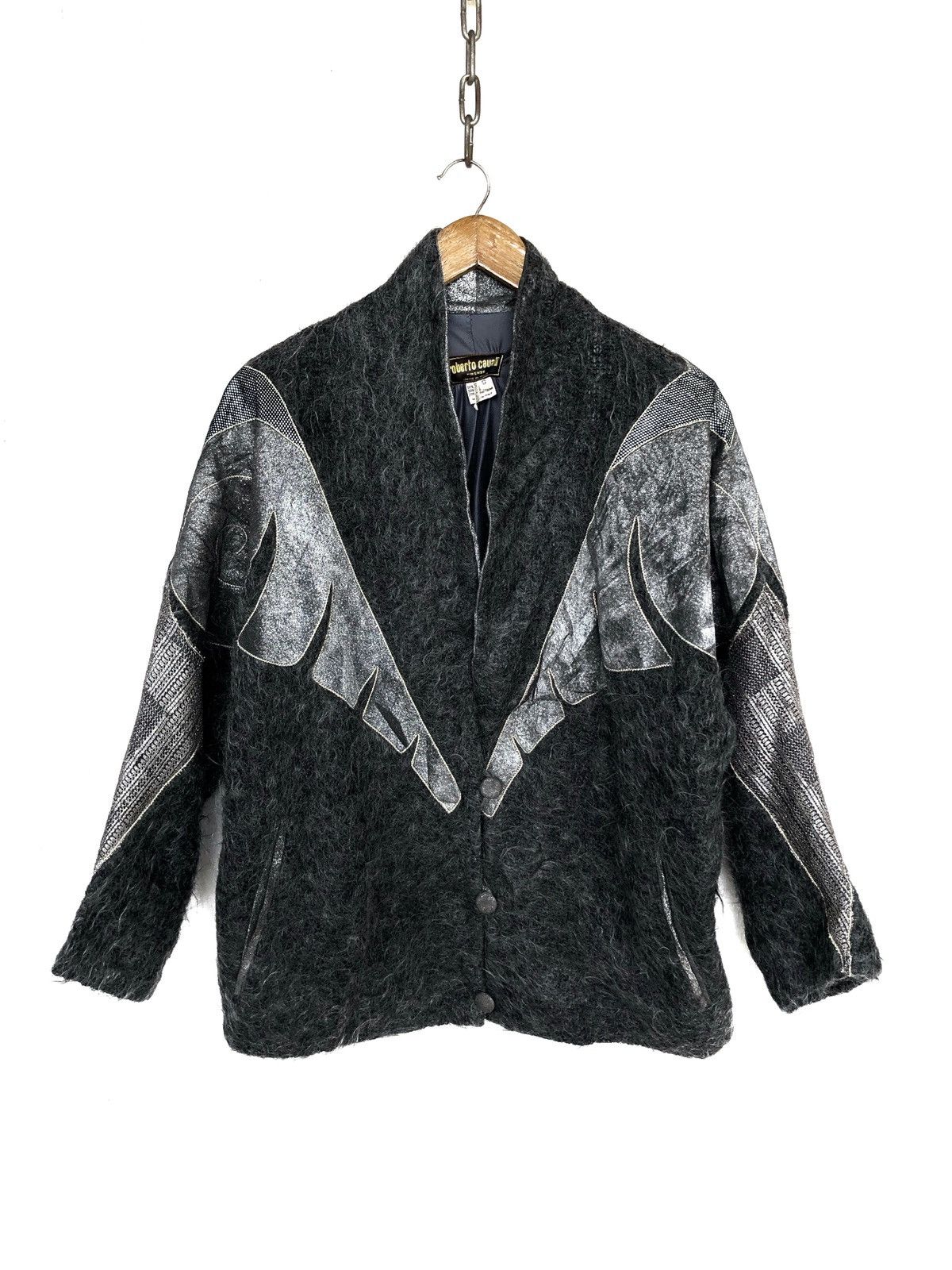 Roberto Cavalli Vintage 1980s Roberto Cavalli Mohair Texture Batwing Jacket Size US M / EU 48-50 / 2 - 3 Thumbnail