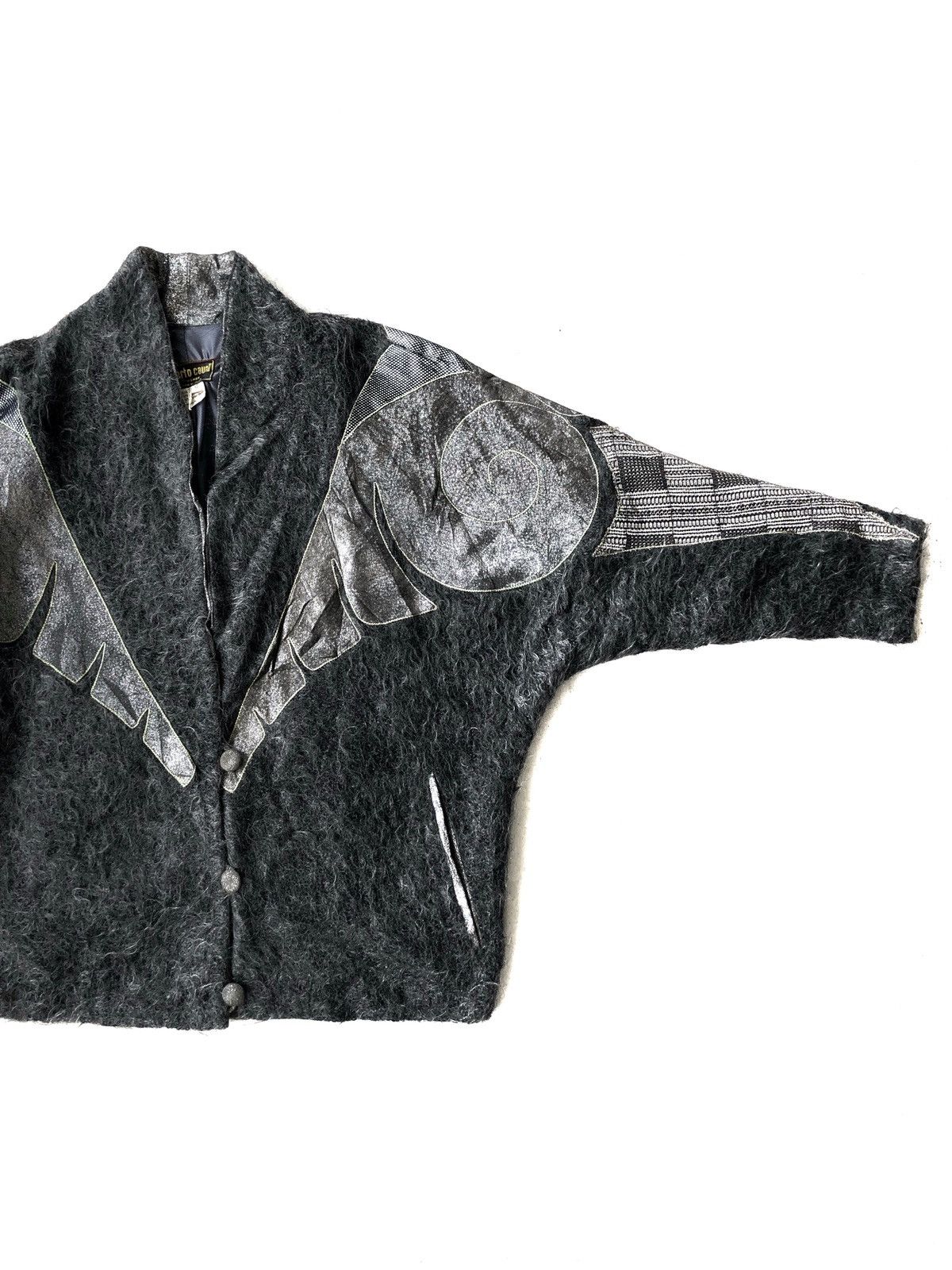 Roberto Cavalli Vintage 1980s Roberto Cavalli Mohair Texture Batwing Jacket Size US M / EU 48-50 / 2 - 7 Thumbnail