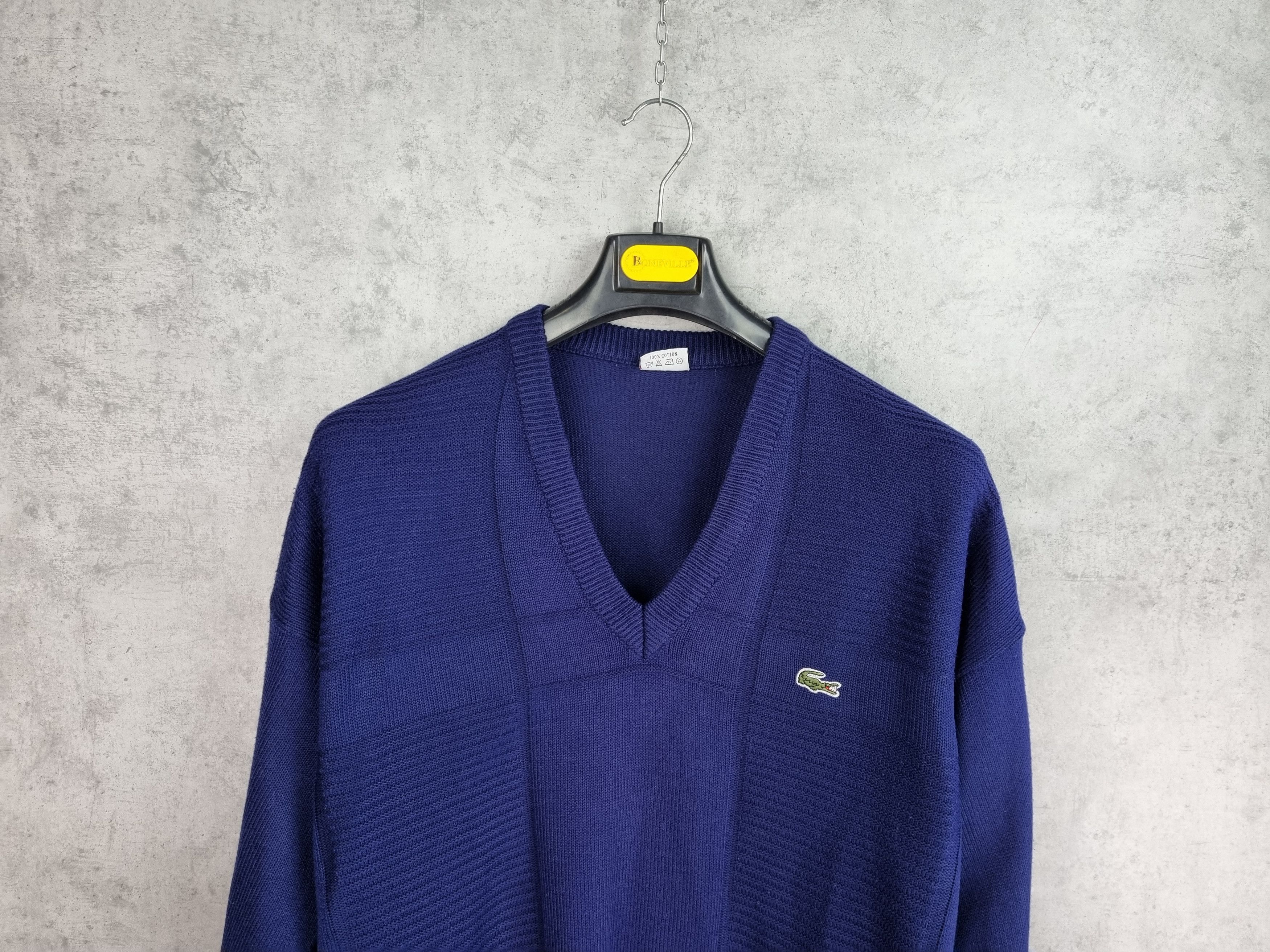 Golf Wang × Lacoste 90s LACOSTE Blue Vintage Knitted Sweater V Neck Tennis Size US XL / EU 56 / 4 - 5 Thumbnail