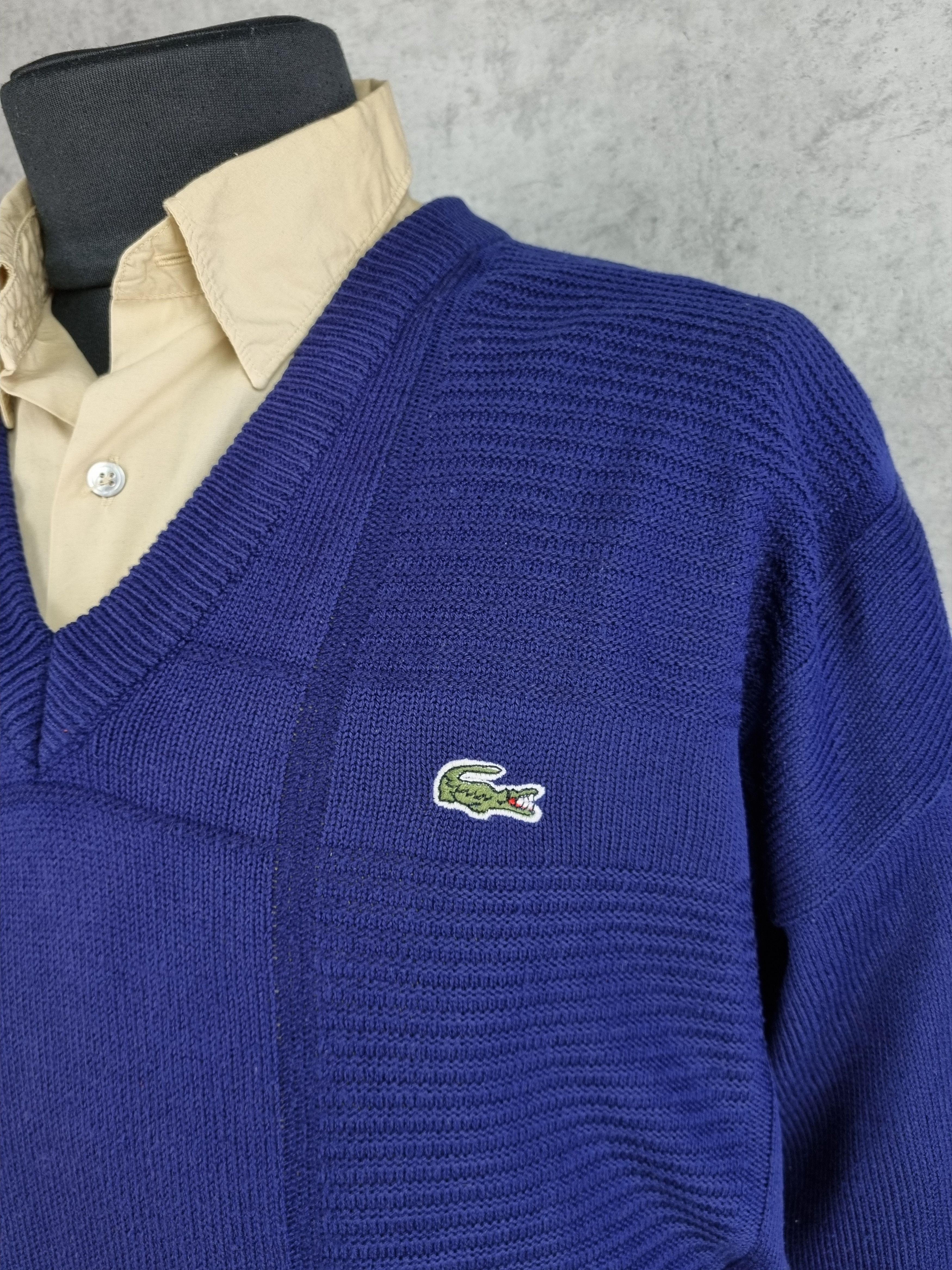 Golf Wang × Lacoste 90s LACOSTE Blue Vintage Knitted Sweater V Neck Tennis Size US XL / EU 56 / 4 - 2 Thumbnail