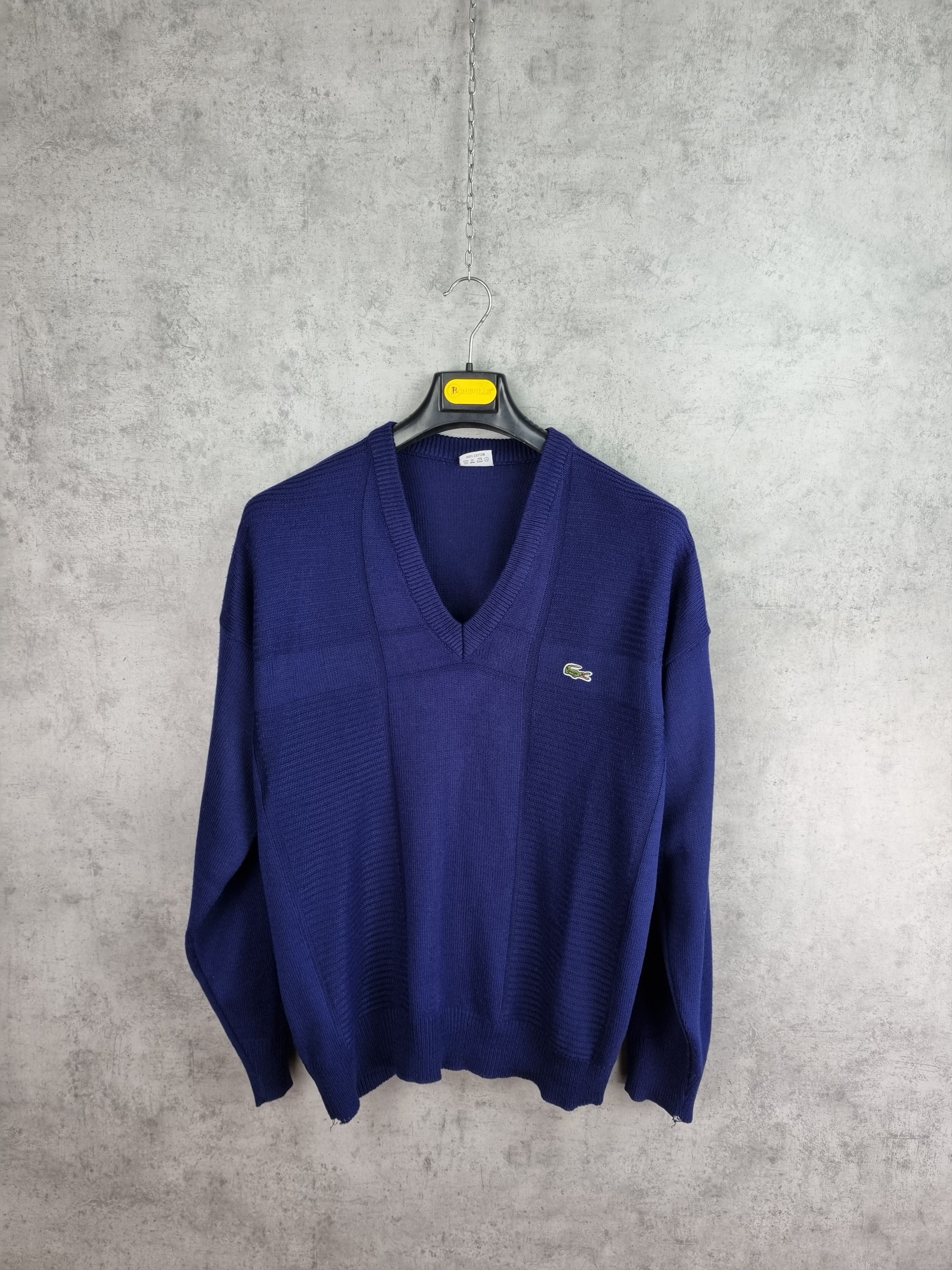 Golf Wang × Lacoste 90s LACOSTE Blue Vintage Knitted Sweater V Neck Tennis Size US XL / EU 56 / 4 - 4 Thumbnail