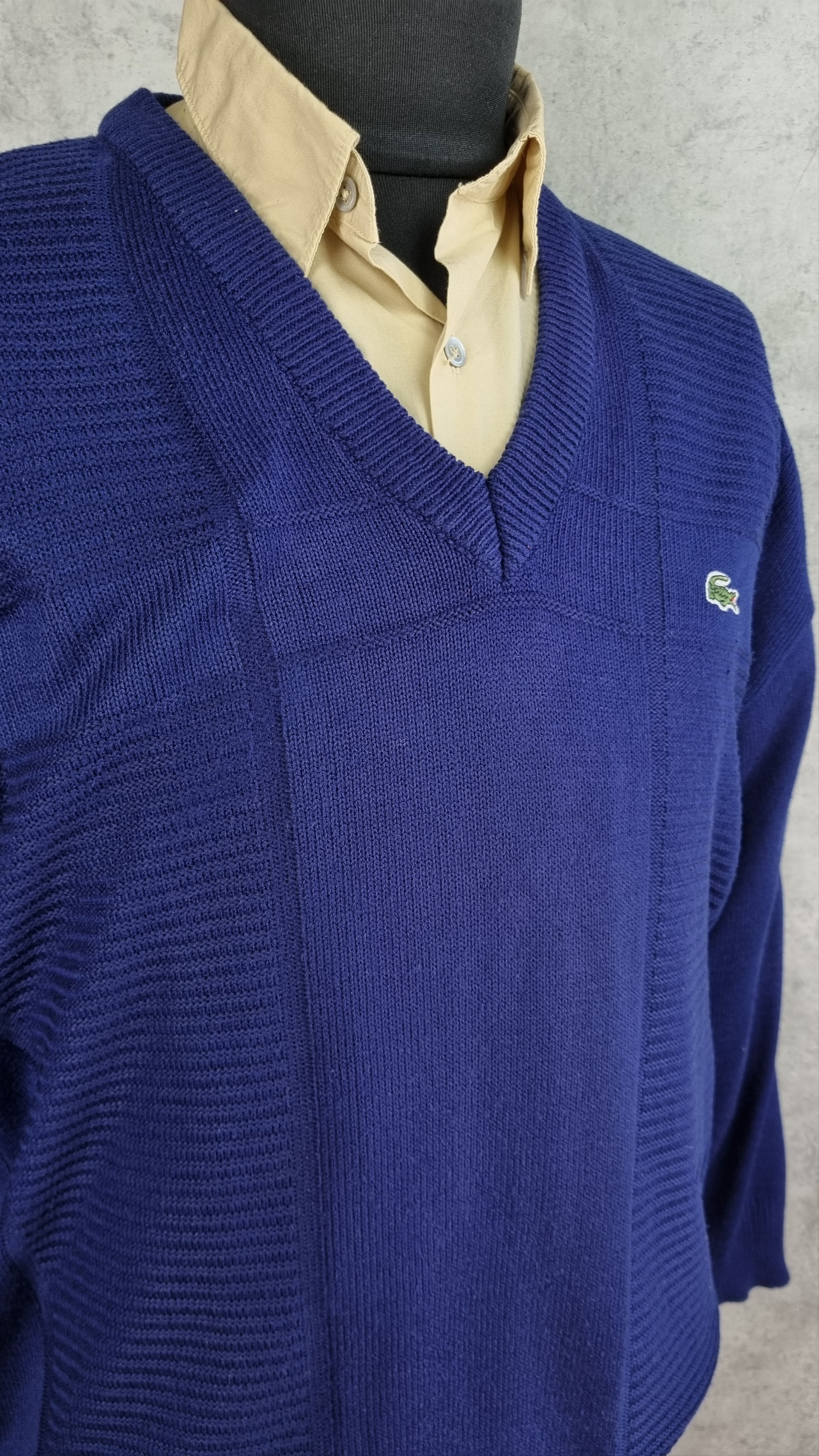Golf Wang × Lacoste 90s LACOSTE Blue Vintage Knitted Sweater V Neck Tennis Size US XL / EU 56 / 4 - 3 Thumbnail