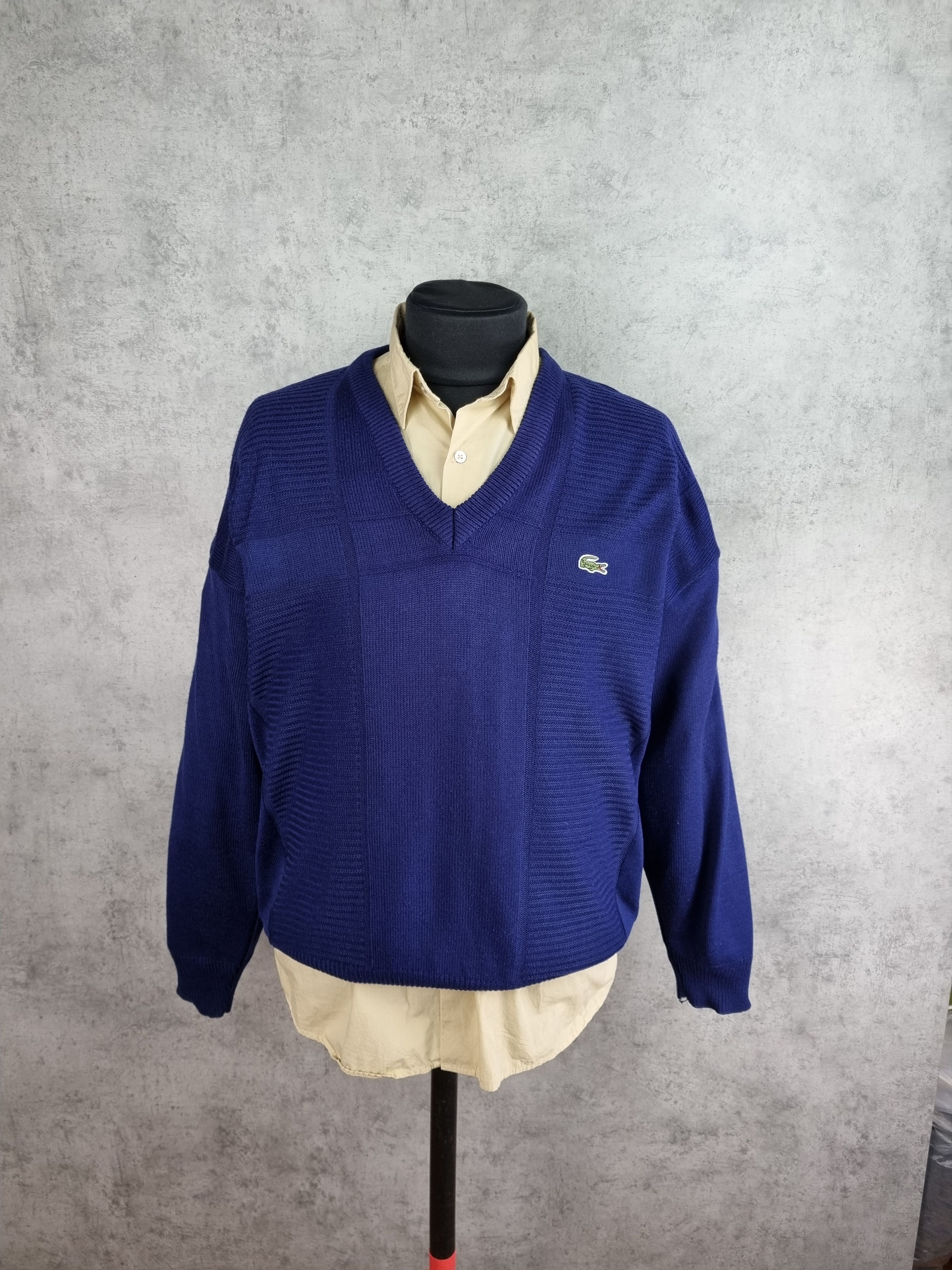 Golf Wang × Lacoste 90s LACOSTE Blue Vintage Knitted Sweater V Neck Tennis Size US XL / EU 56 / 4 - 17 Thumbnail