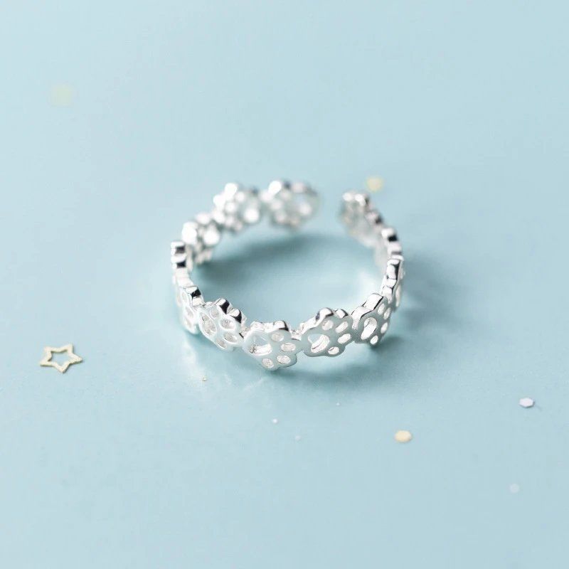 Jewelry Lovely Hollow Cat Paw Rings Size ONE SIZE - 2 Thumbnail