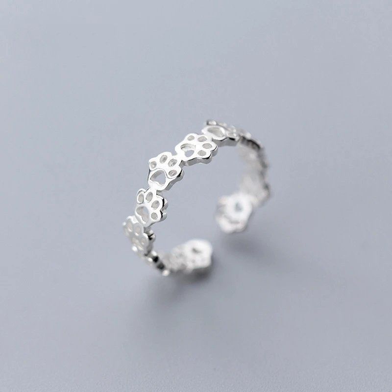 Jewelry Lovely Hollow Cat Paw Rings Size ONE SIZE - 1 Thumbnail