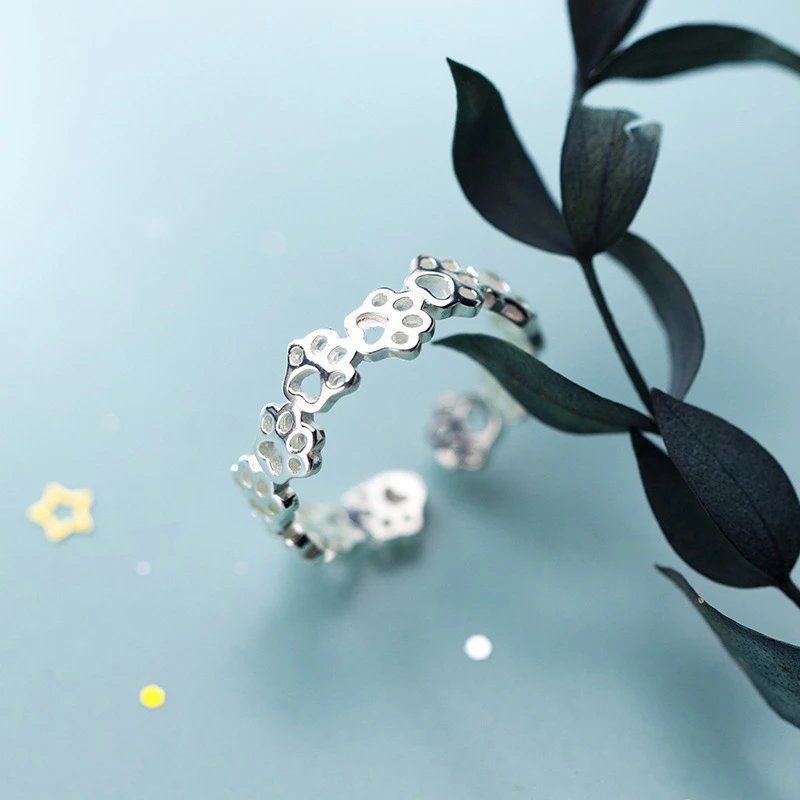 Jewelry Lovely Hollow Cat Paw Rings Size ONE SIZE - 3 Thumbnail
