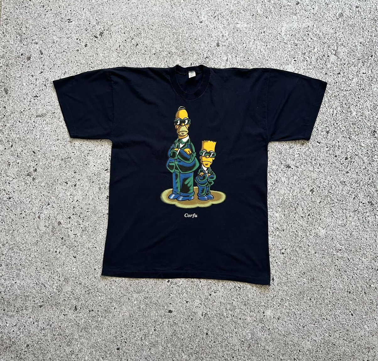 The Simpsons × Vintage Vintage 90s The Simpsons Bart And Homer Men In Black T-Shirt Size US XL / EU 56 / 4 - 1 Thumbnail