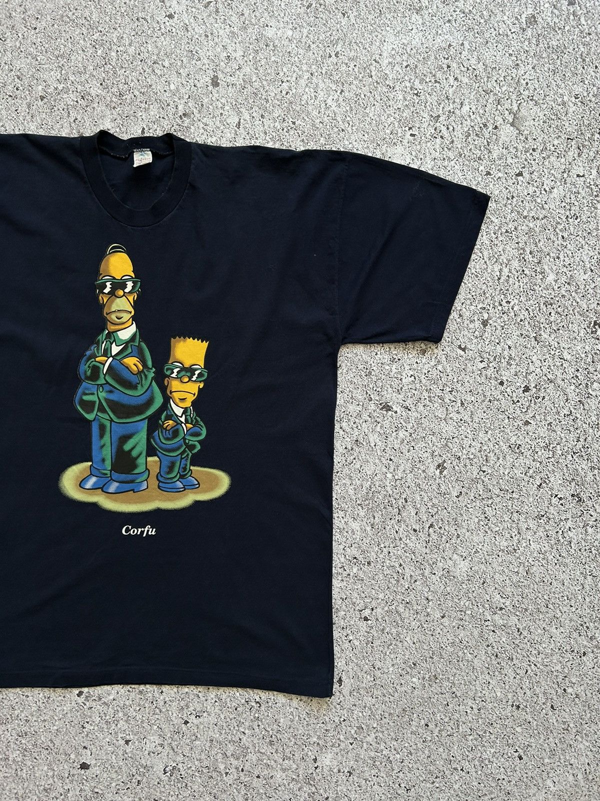 The Simpsons × Vintage Vintage 90s The Simpsons Bart And Homer Men In Black T-Shirt Size US XL / EU 56 / 4 - 3 Thumbnail