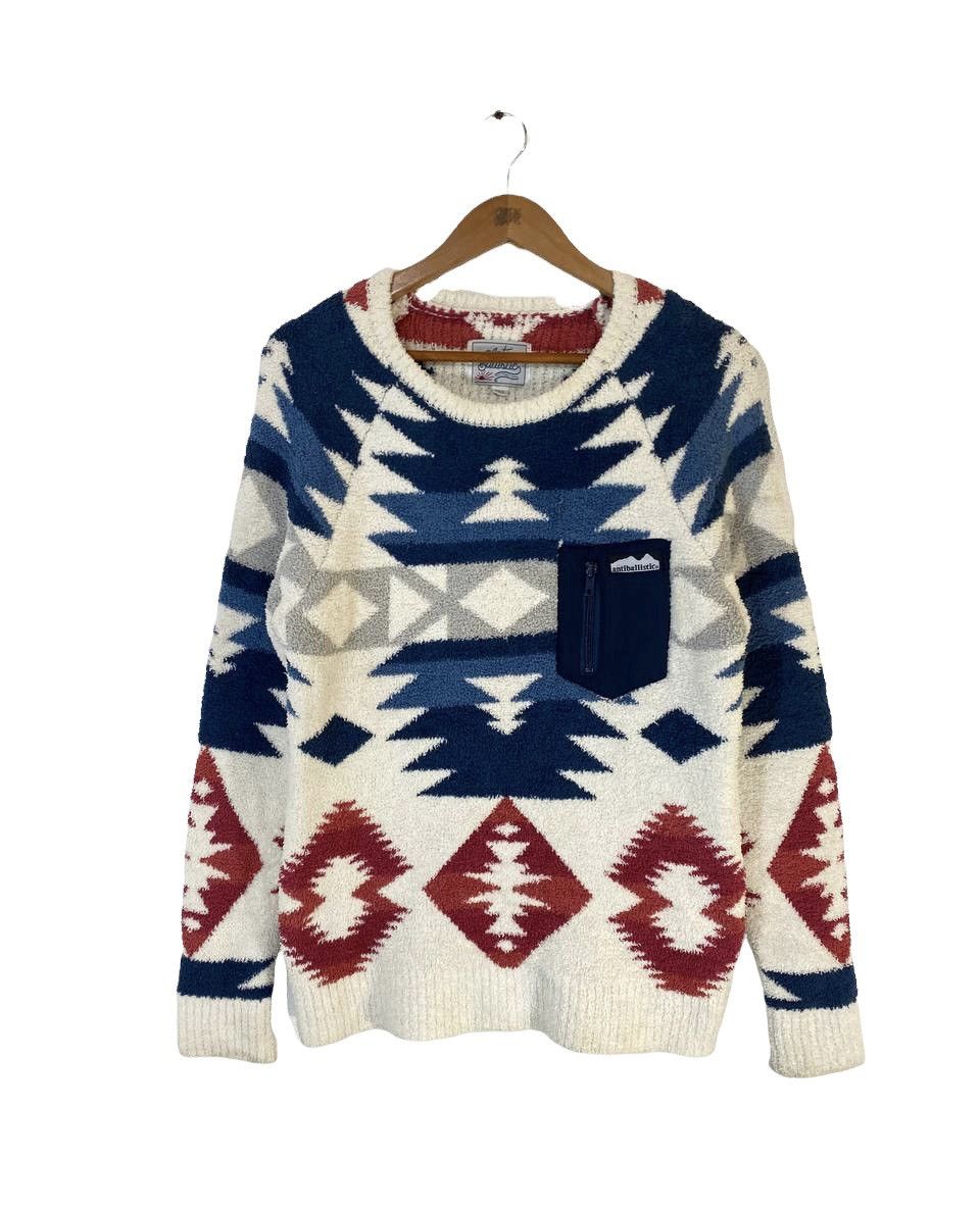 image of Avant Garde Anti Ballistic Native Navajo Fleece Sweater Nice Design in White, Men's (Size Medium)