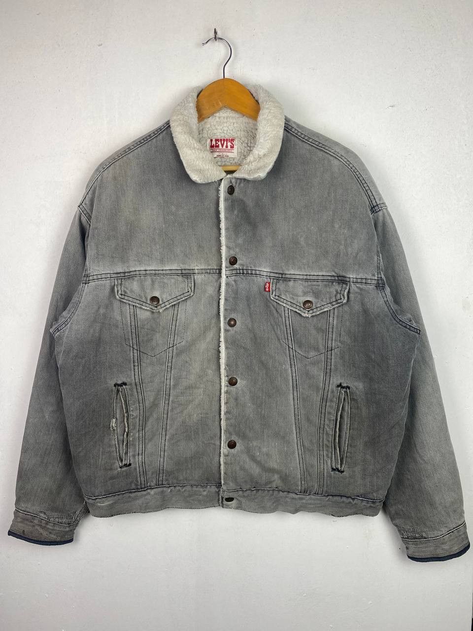 Vintage Levis Sherpa Jacket Disstressed Made In Usa