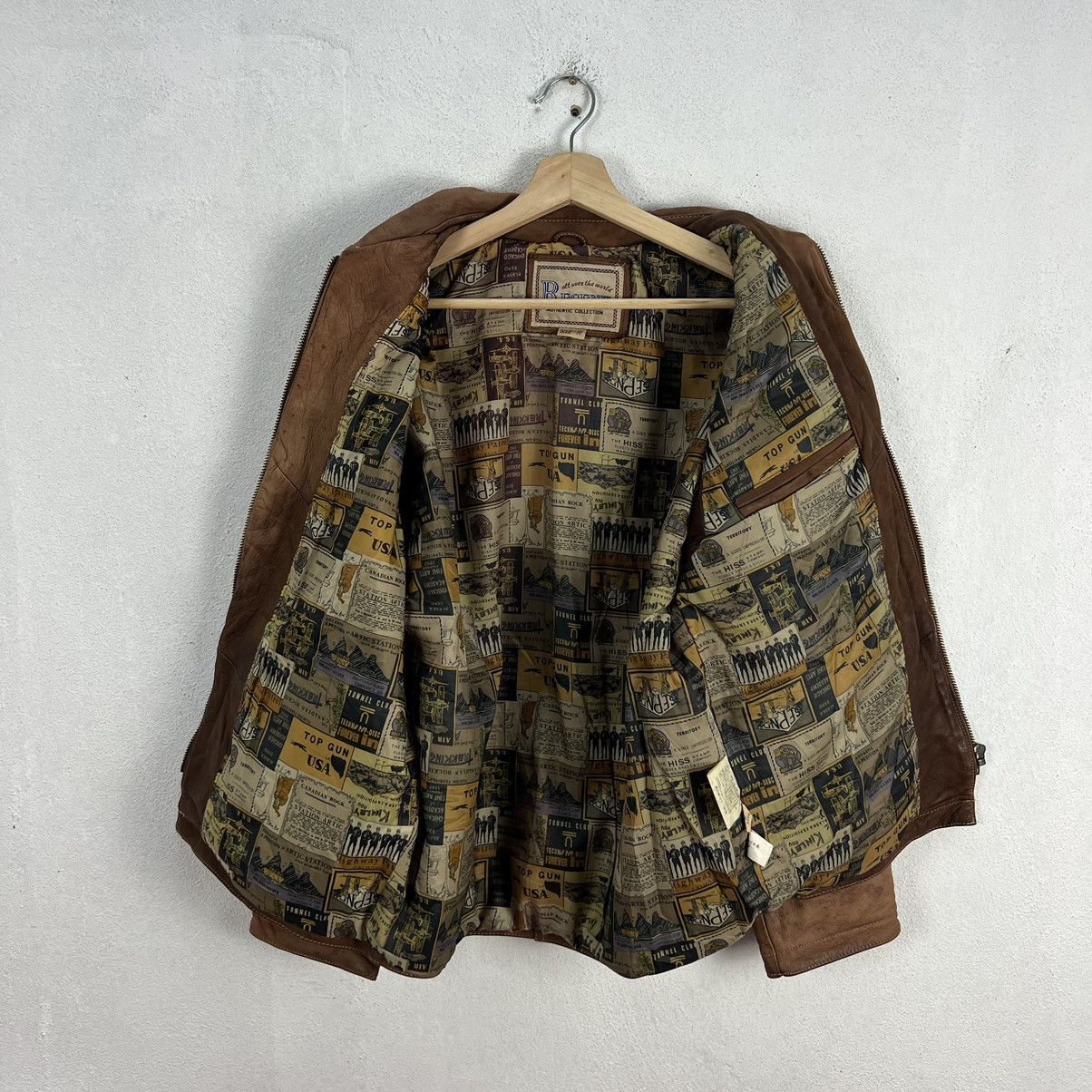 Japanese Brand VINTAGE LEATHER JACKET RECENT COLLECTION RARE LINING Size US M / EU 48-50 / 2 - 10 Thumbnail