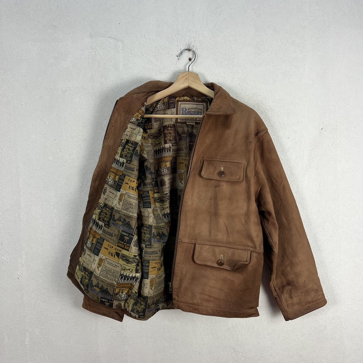Japanese Brand VINTAGE LEATHER JACKET RECENT COLLECTION RARE LINING Size US M / EU 48-50 / 2 - 9 Thumbnail