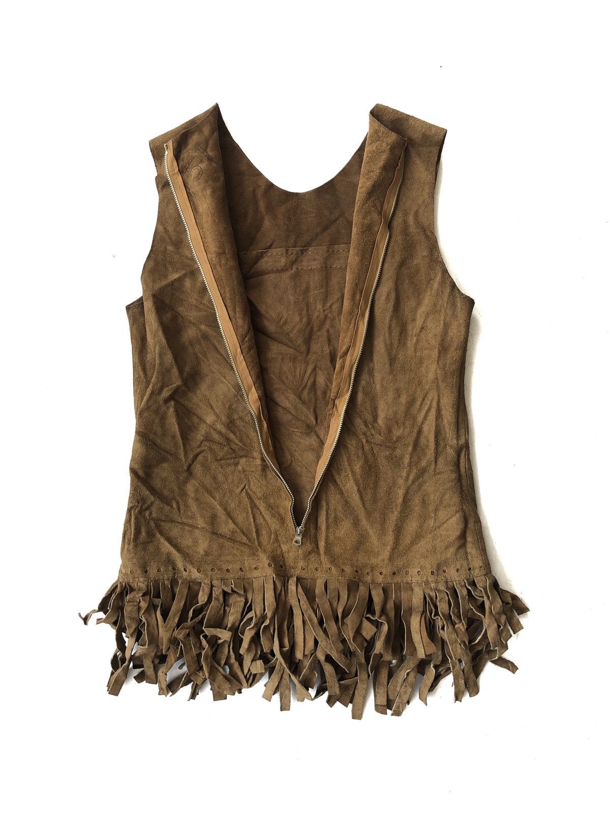 70s Brown Suede Leather Apache Indian Styles Fringe Vest