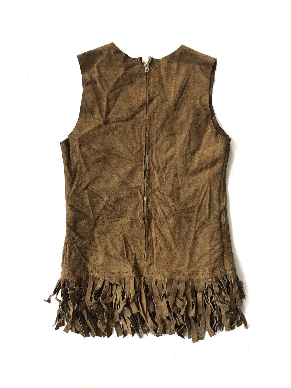 70s Brown Suede Leather Apache Indian Styles Fringe Vest
