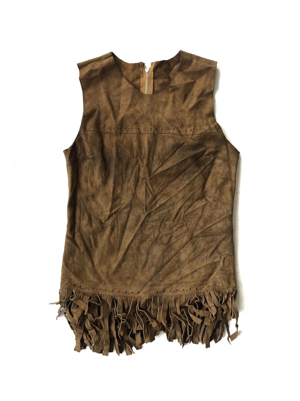 70s Brown Suede Leather Apache Indian Styles Fringe Vest