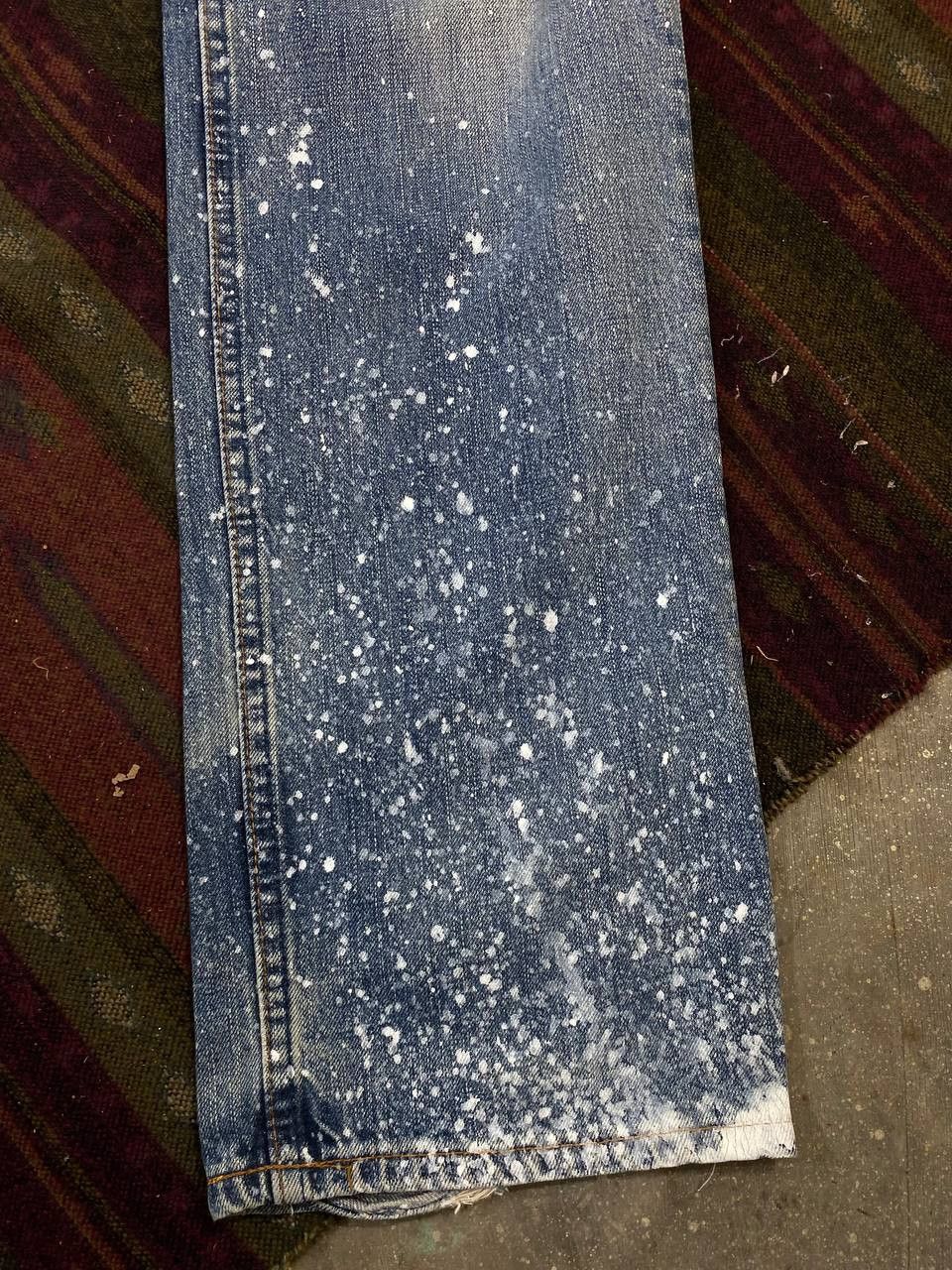 vintage levis 502 denim shashiko and paint splatter design