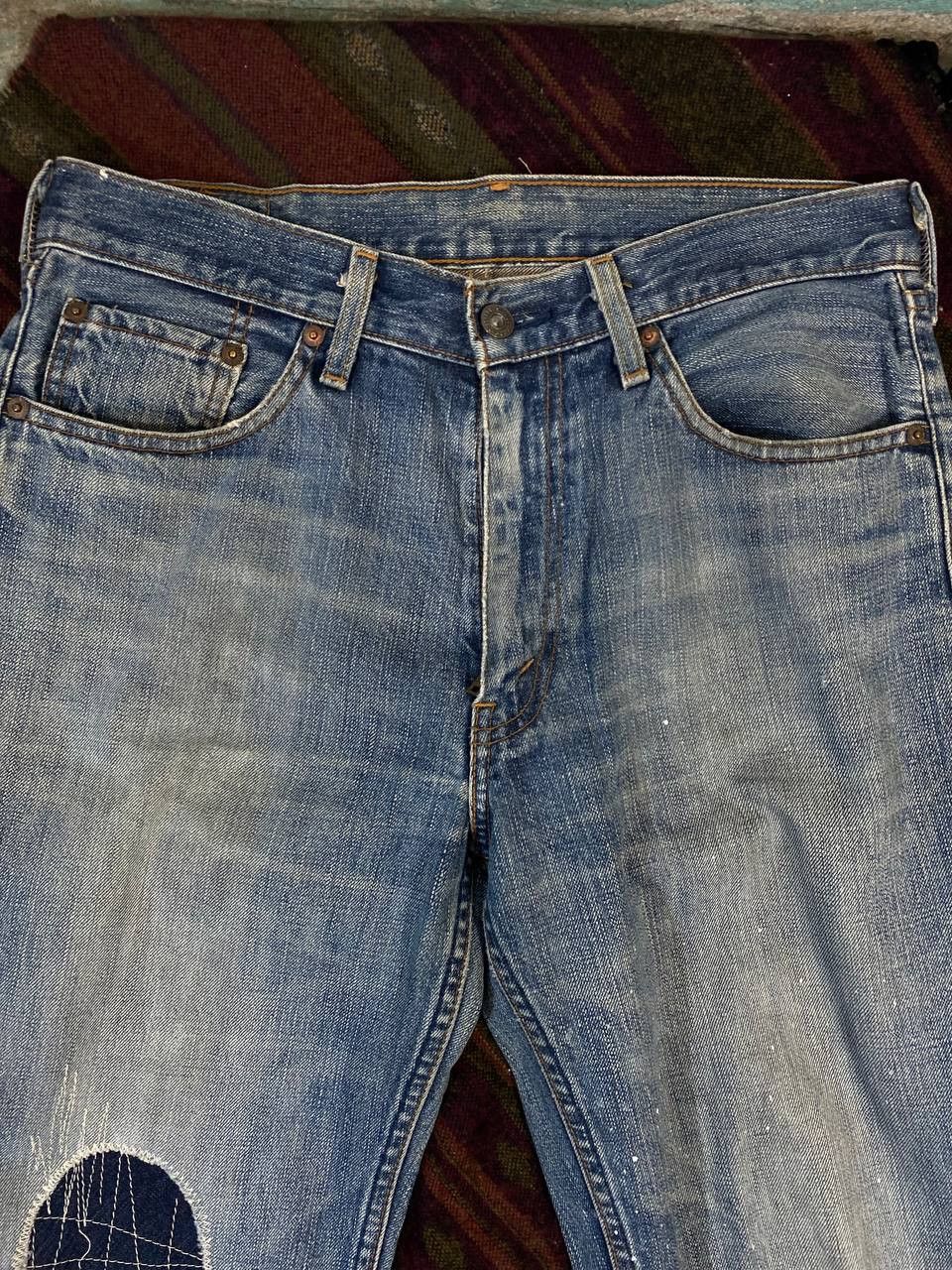 vintage levis 502 denim shashiko and paint splatter design