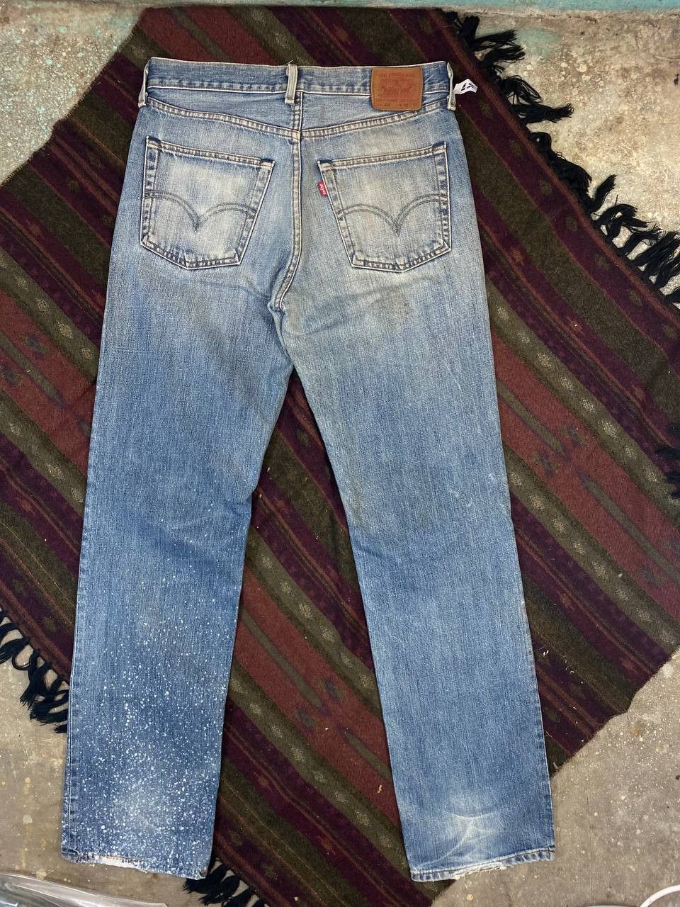 vintage levis 502 denim shashiko and paint splatter design