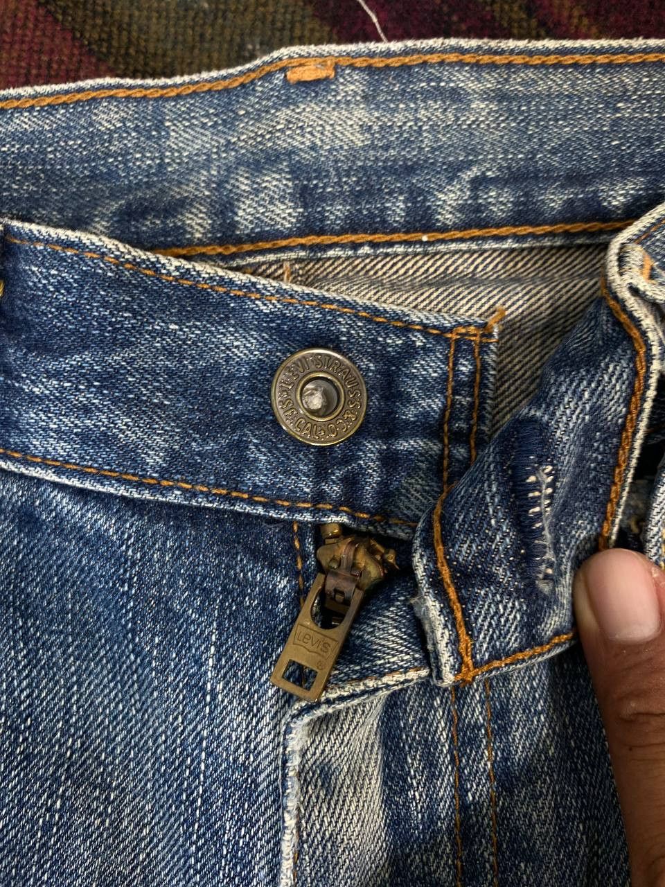 vintage levis 502 denim shashiko and paint splatter design