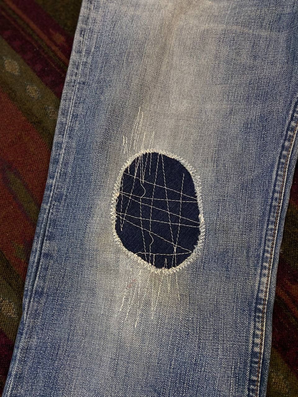 vintage levis 502 denim shashiko and paint splatter design