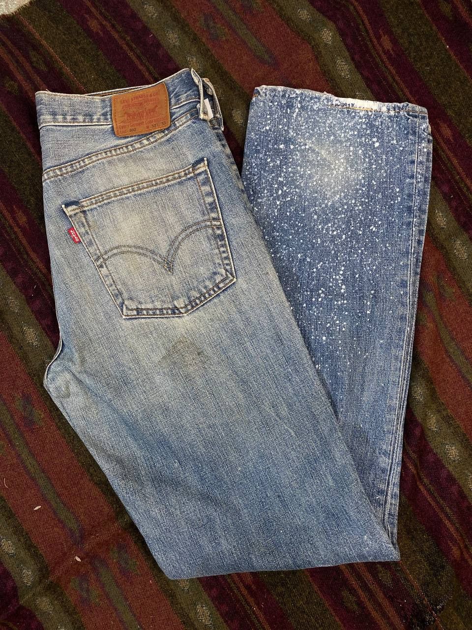 vintage levis 502 denim shashiko and paint splatter design