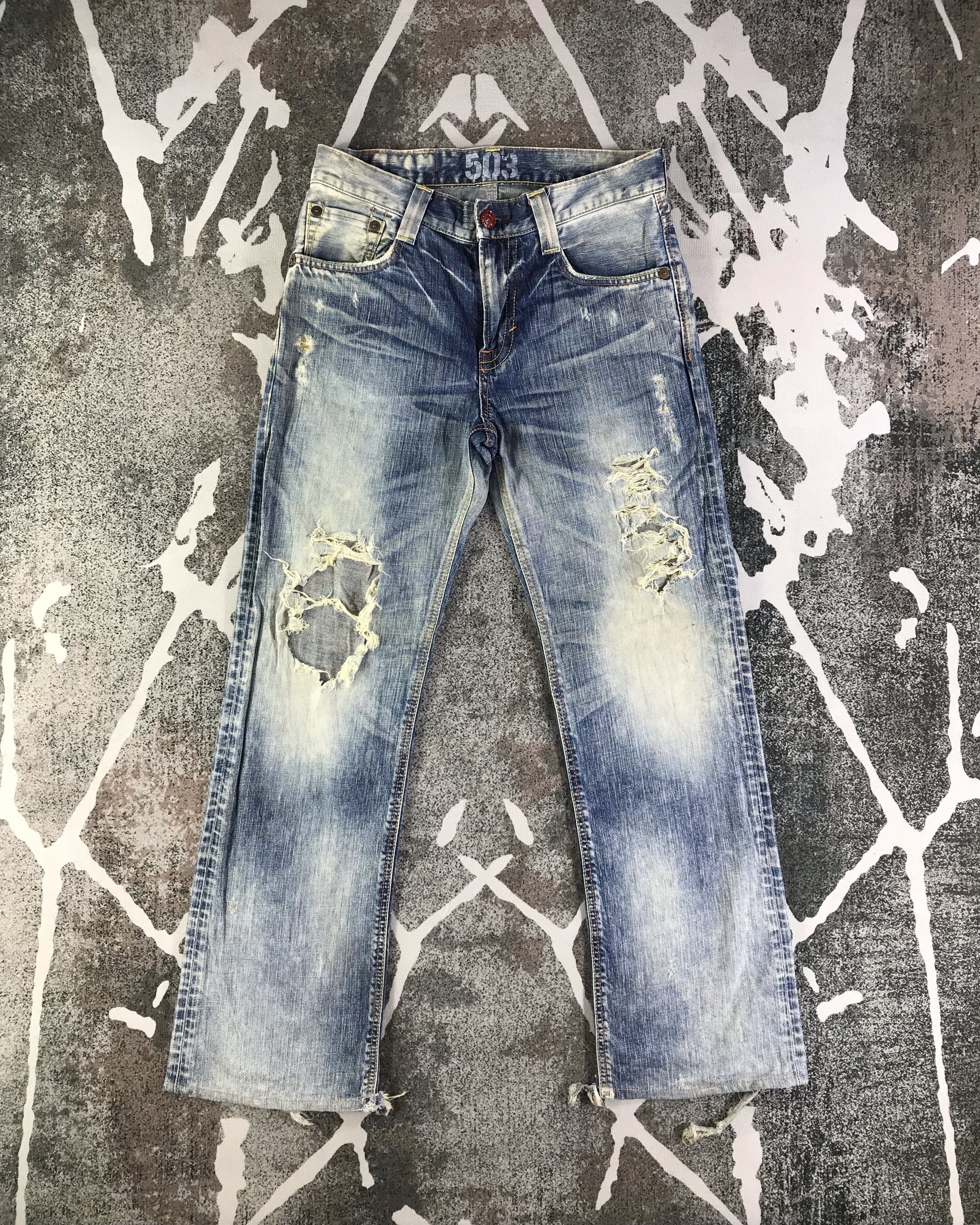 Ripped Edwin Blue Trip Jeans Flare Denim KJ2860