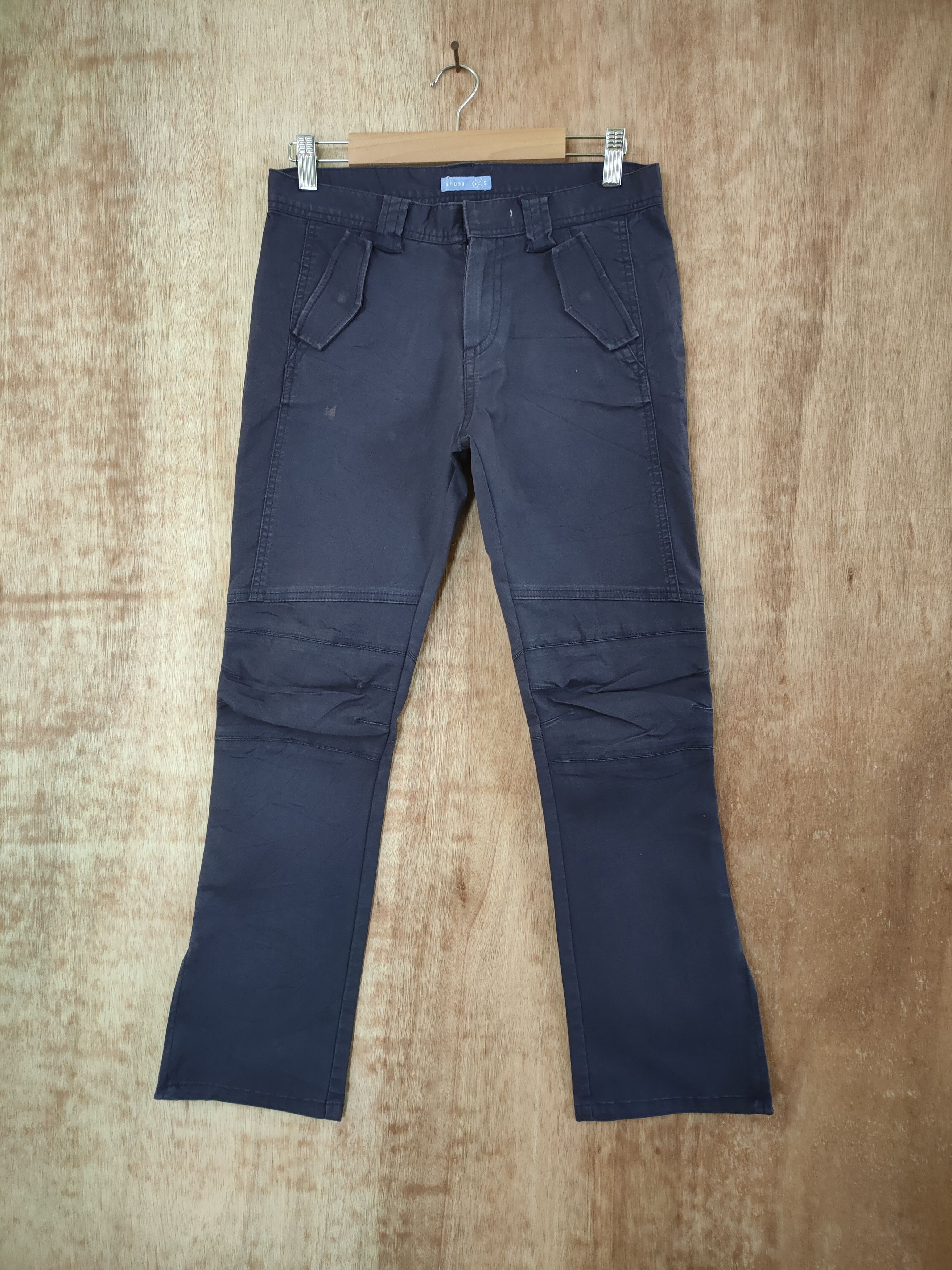 Japanese Brand × Vintage SHUCA BLUE BLACK VINTAGE CARGO PANTS/ ZIPPER OPEN LEG Size US 26 / EU 42 - 1 Thumbnail