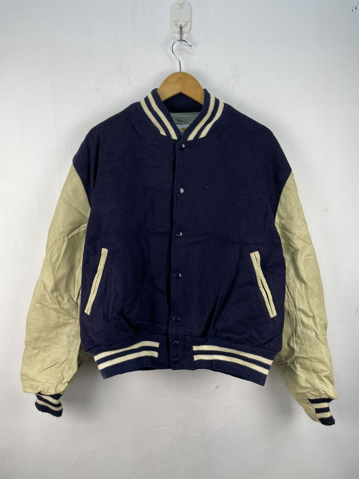 Vintage Vintage 90s Golden Bear Varsity Jacket Leather Size US XL / EU 56 / 4 - 3 Thumbnail