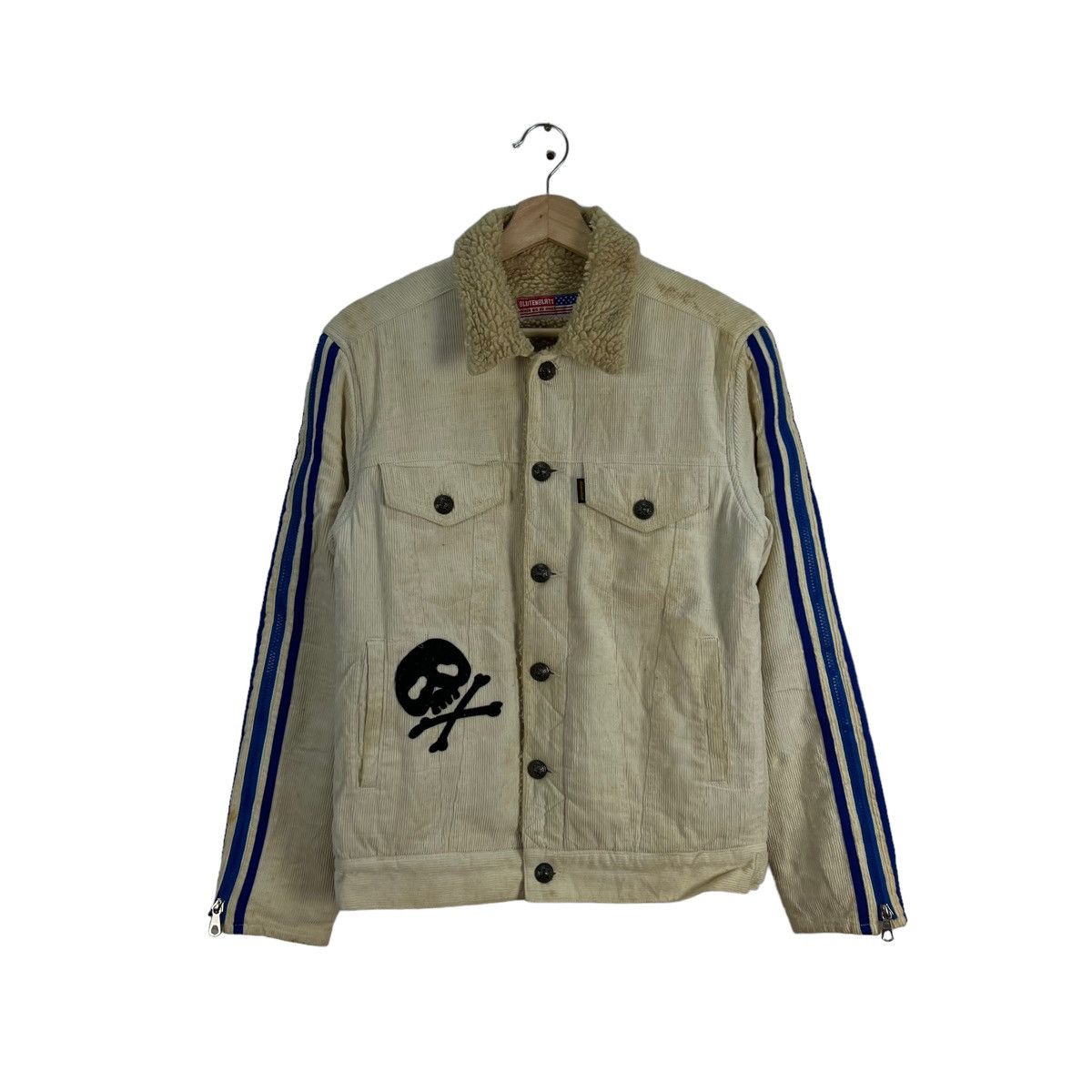 VINTAGE TRUCKER BUTTON JACKET BLUTENBLATT SHERPA LINING