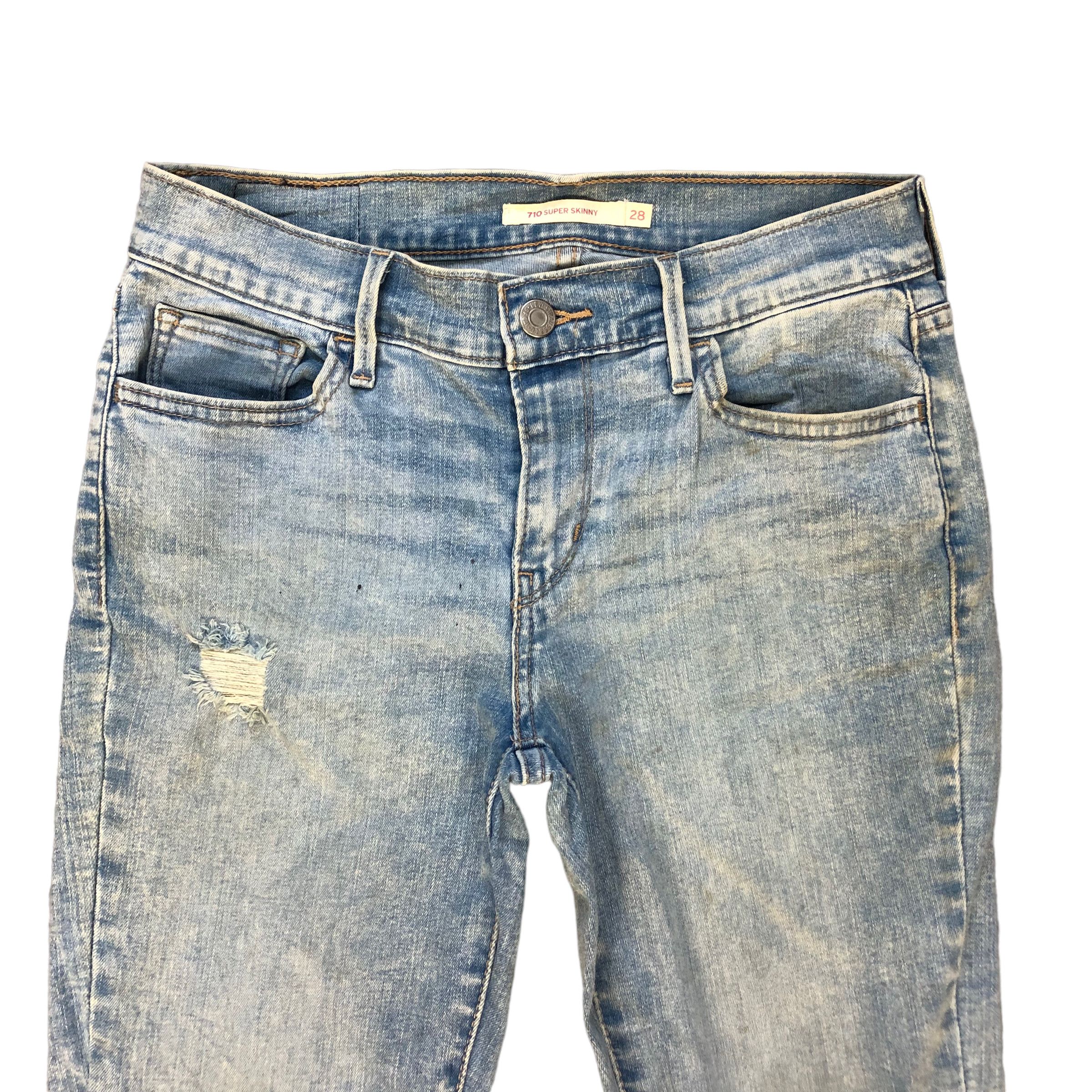 Levi's TRASHED🔥 LEVIS 710 SUPER SKINNY JEANS #7047-107 Size 26" / US 2 / IT 38 - 2 Thumbnail