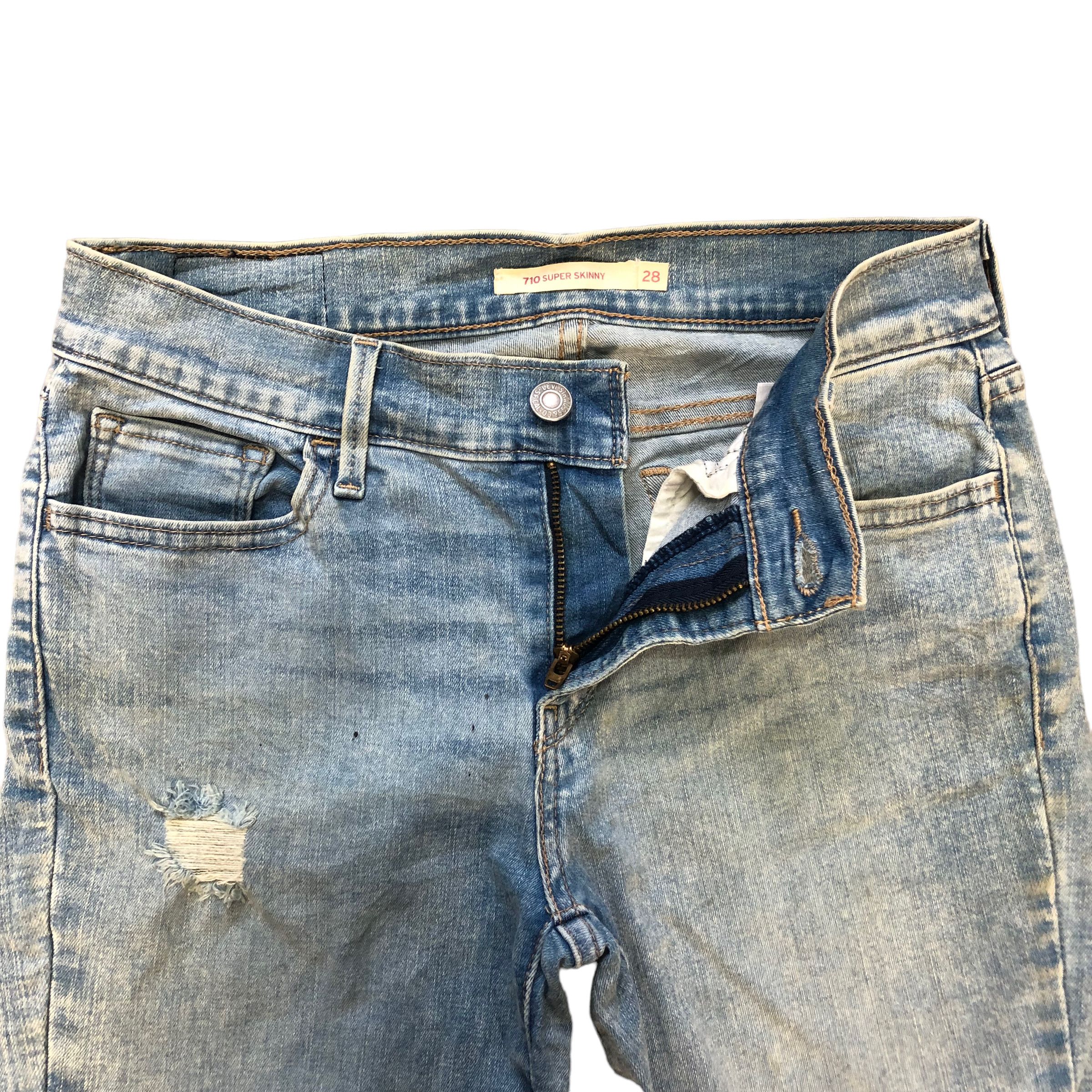 Levi's TRASHED🔥 LEVIS 710 SUPER SKINNY JEANS #7047-107 Size 26" / US 2 / IT 38 - 7 Thumbnail