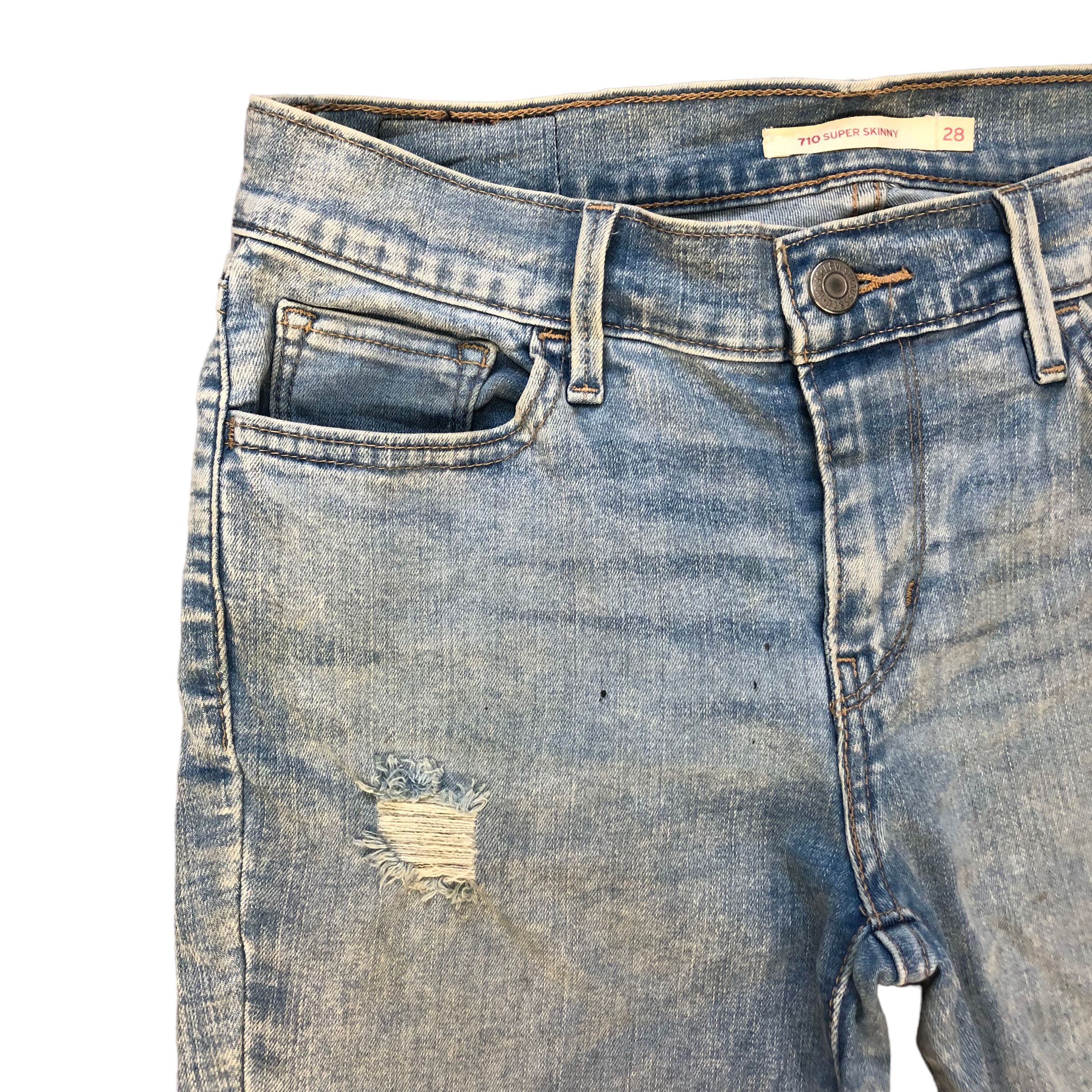Levi's TRASHED🔥 LEVIS 710 SUPER SKINNY JEANS #7047-107 Size 26" / US 2 / IT 38 - 3 Thumbnail