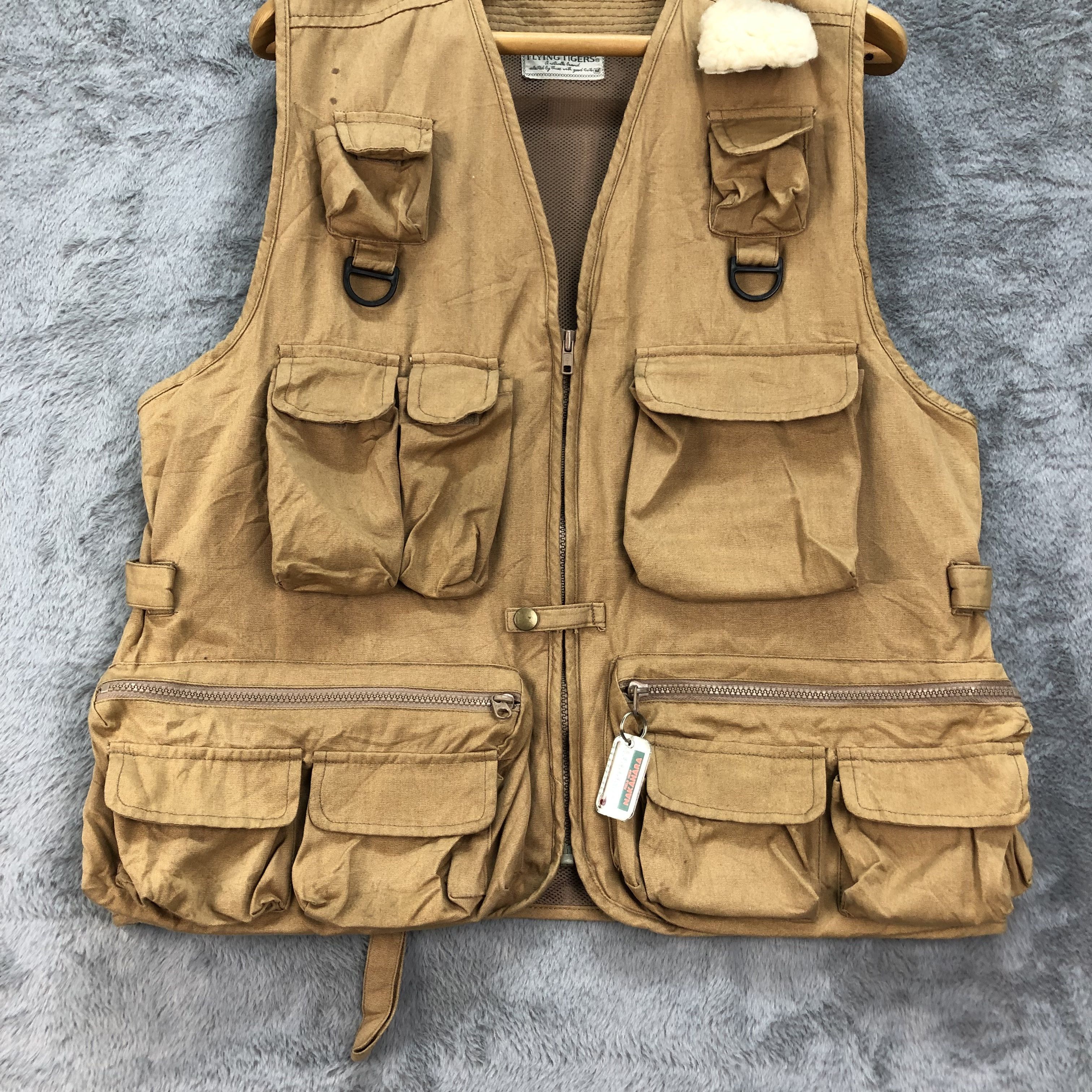 Japanese Brand FLYING TIGERS' Multipocket Brown Vest #4811-171 Size US M / EU 48-50 / 2 - 4 Thumbnail