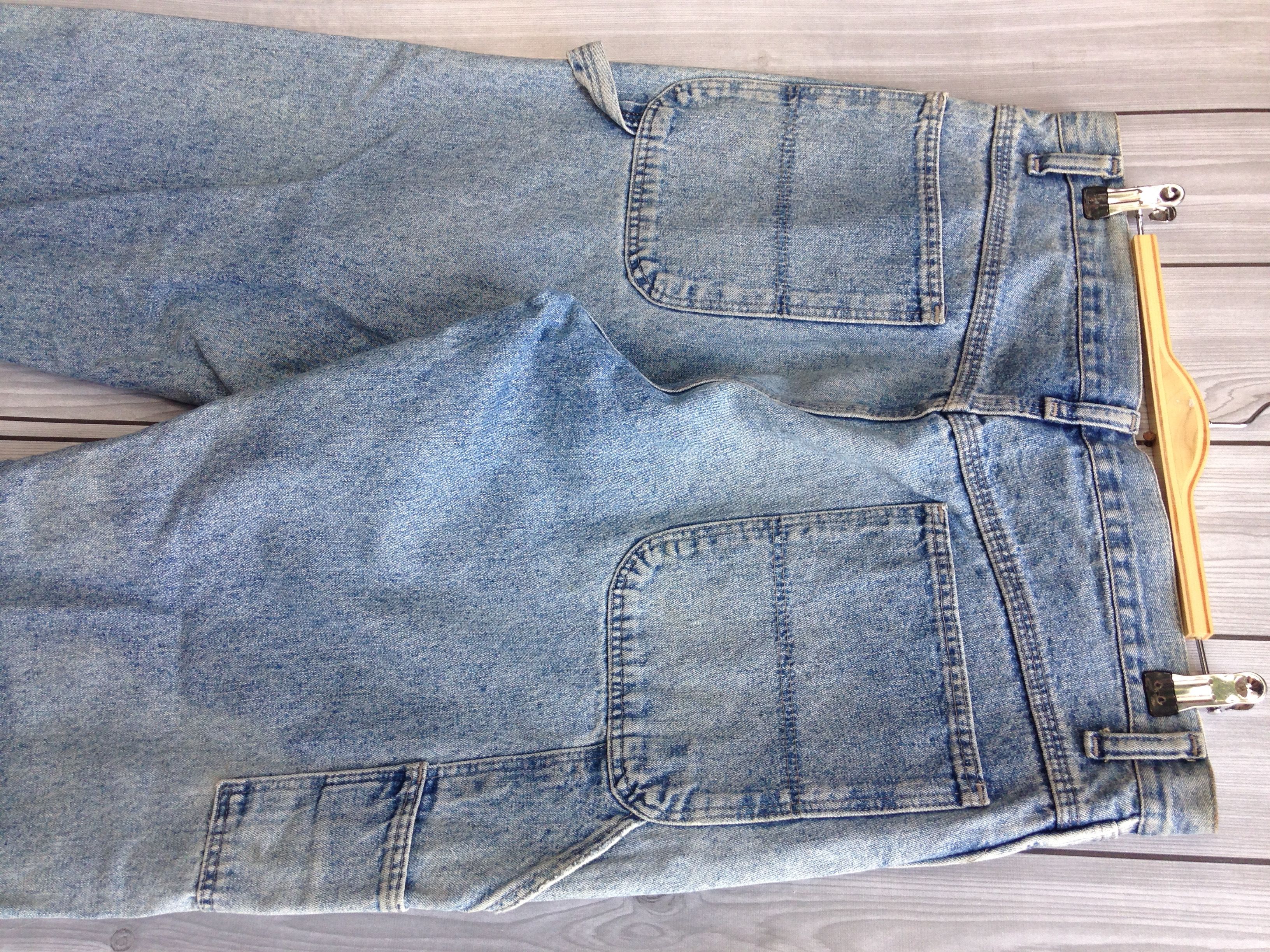 Vintage × Wrangler Vintage Wrangler Carpenter Cargo Acid Washed Denim Jeans Size US 34 / EU 50 - 2 Thumbnail