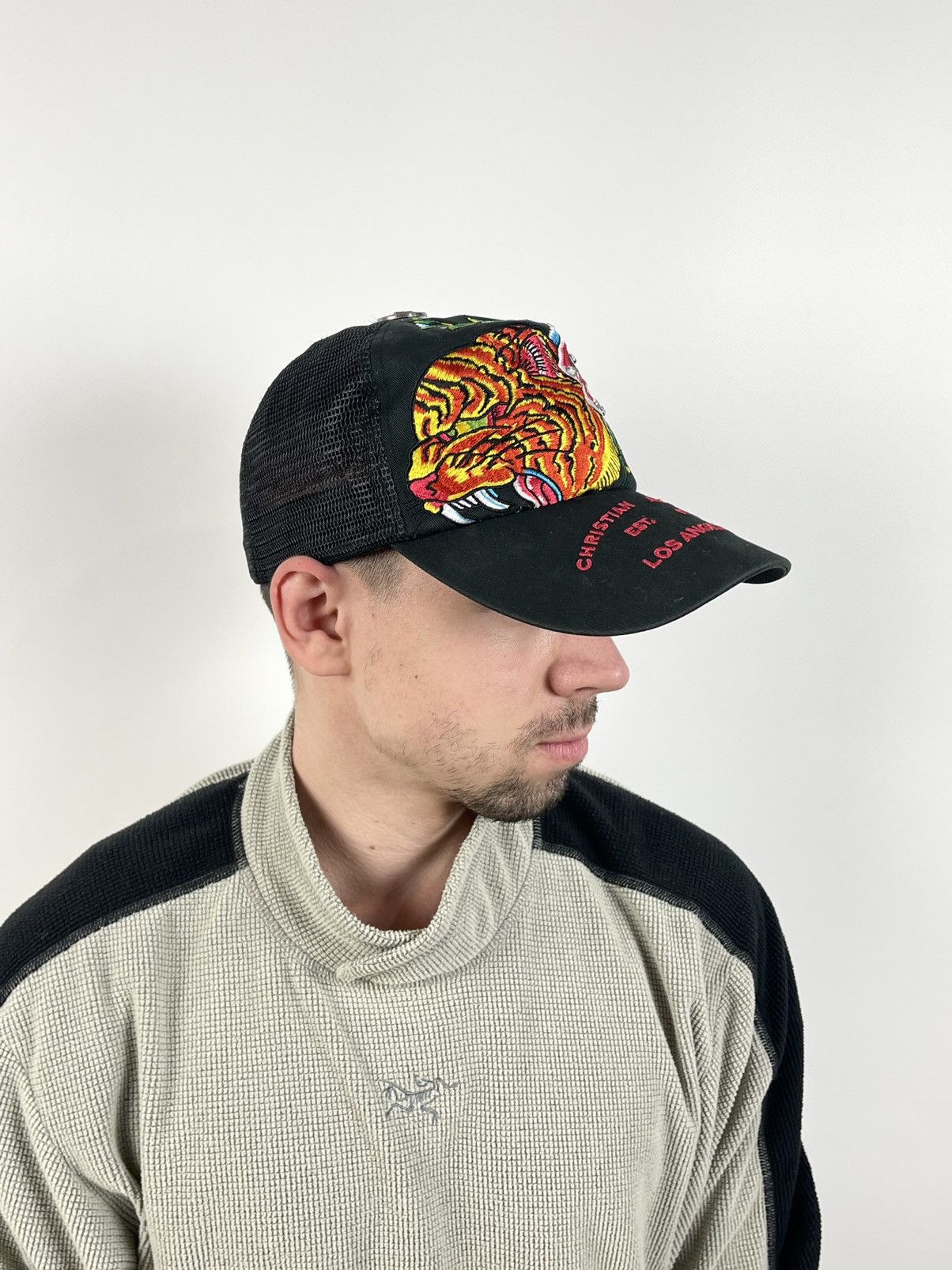 Christian Audigier Vintage Ed Hardy Christian Audigier Tiger Black Trucker Cap Size ONE SIZE - 2 Thumbnail