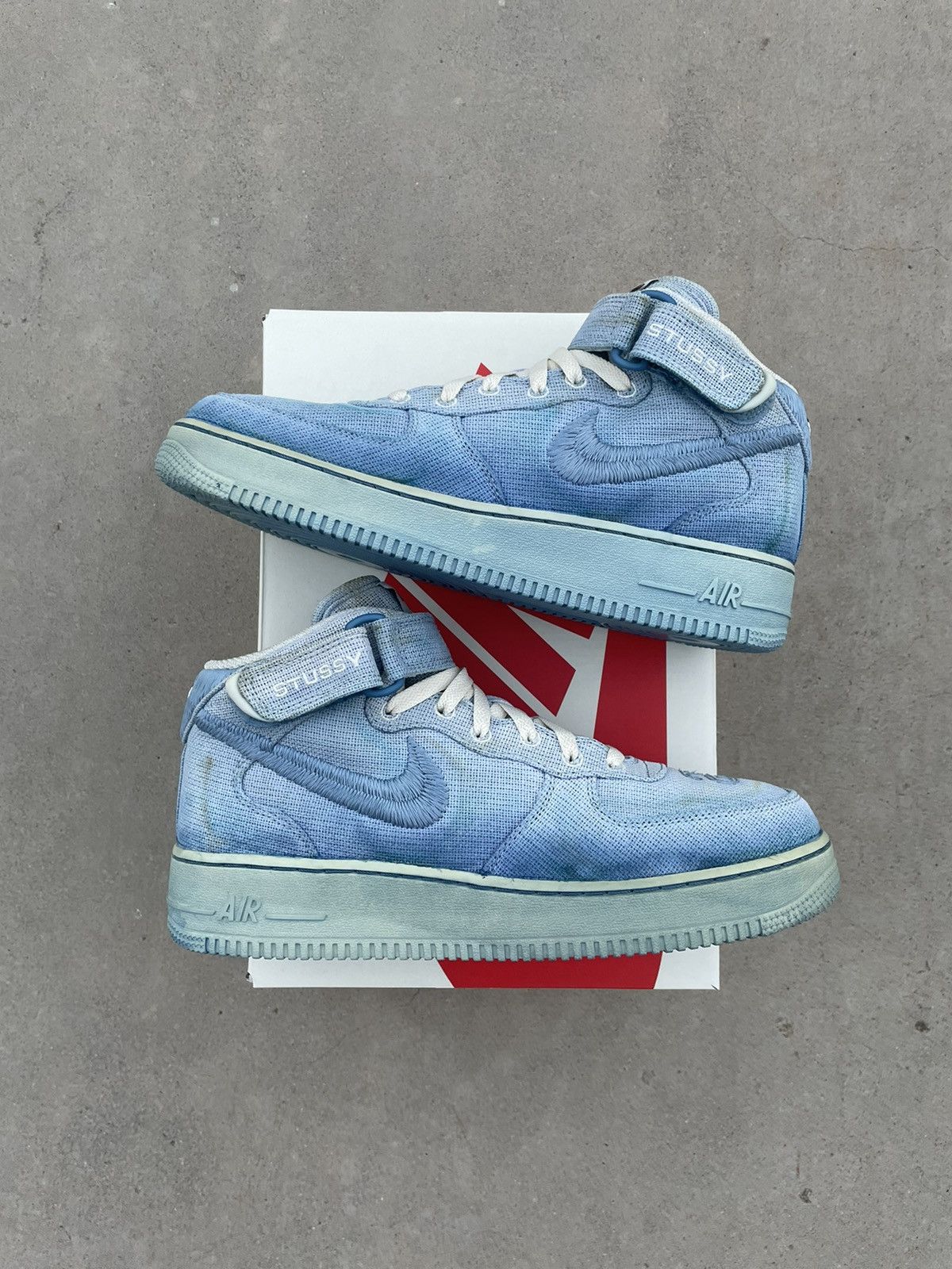 Nike × Stussy *custom dyed* Stussy x Nike Air Force 1 mid “sky blue” Size US 9.5 / EU 42-43 - 5 Thumbnail