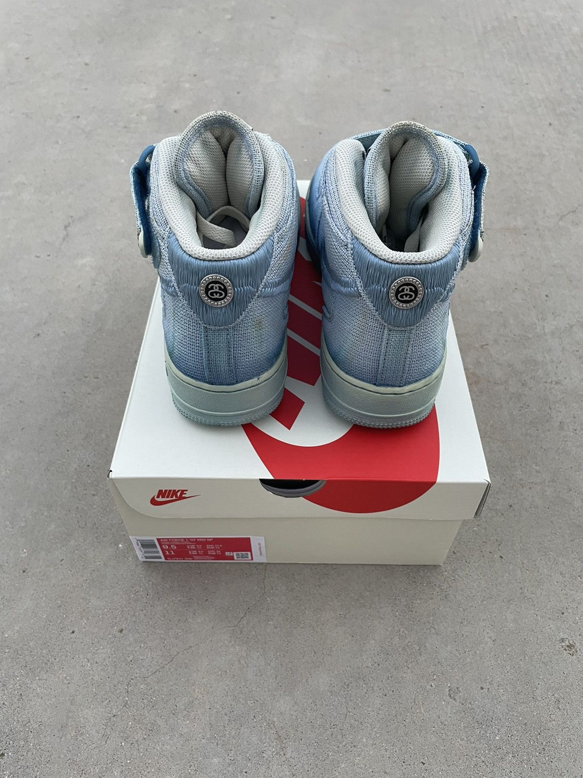 Nike × Stussy *custom dyed* Stussy x Nike Air Force 1 mid “sky blue” Size US 9.5 / EU 42-43 - 8 Thumbnail