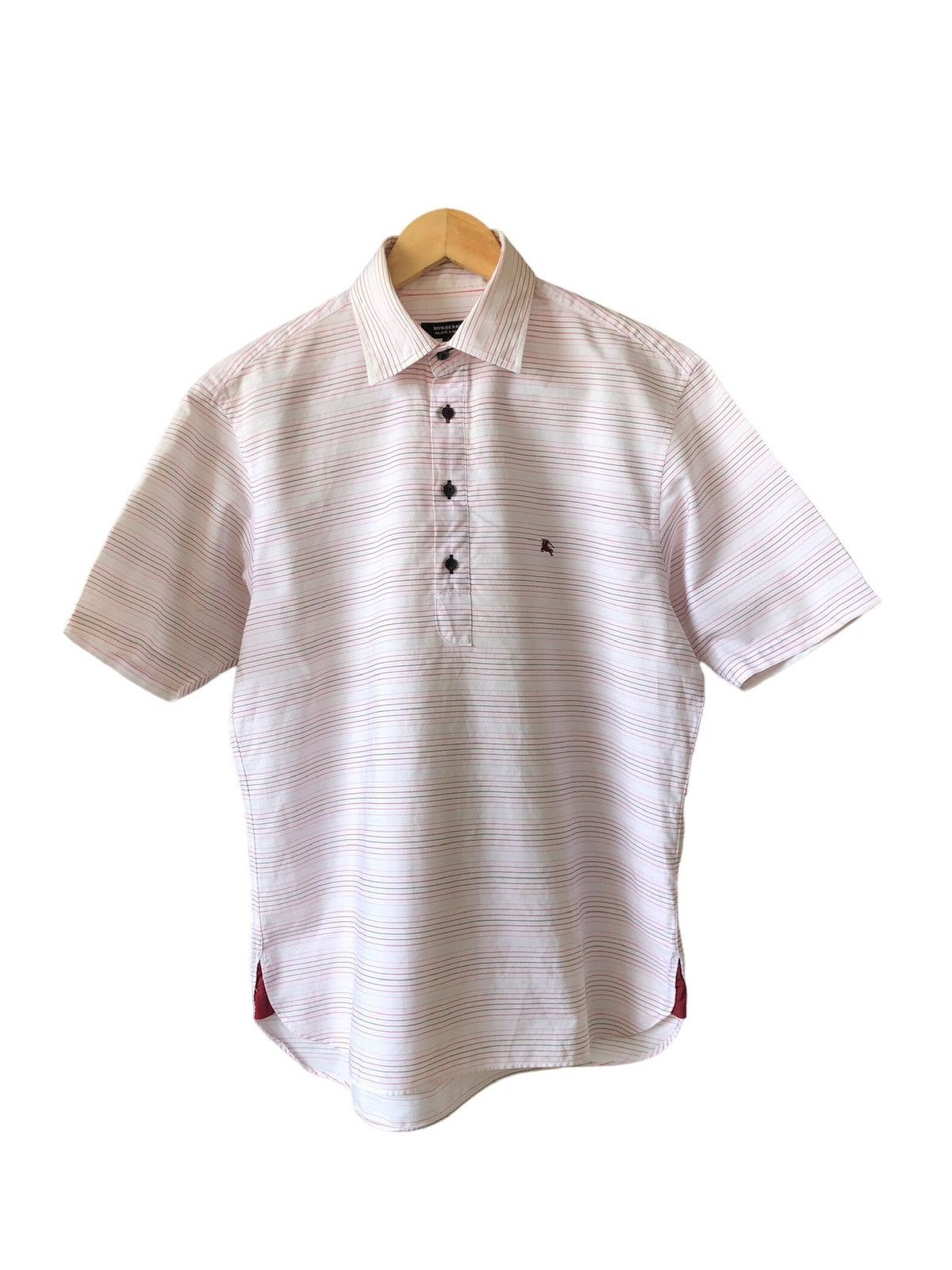 Burberry Vintage Burberry Black Label Strip Half Button Shirt Size US L / EU 52-54 / 3 - 1 Thumbnail