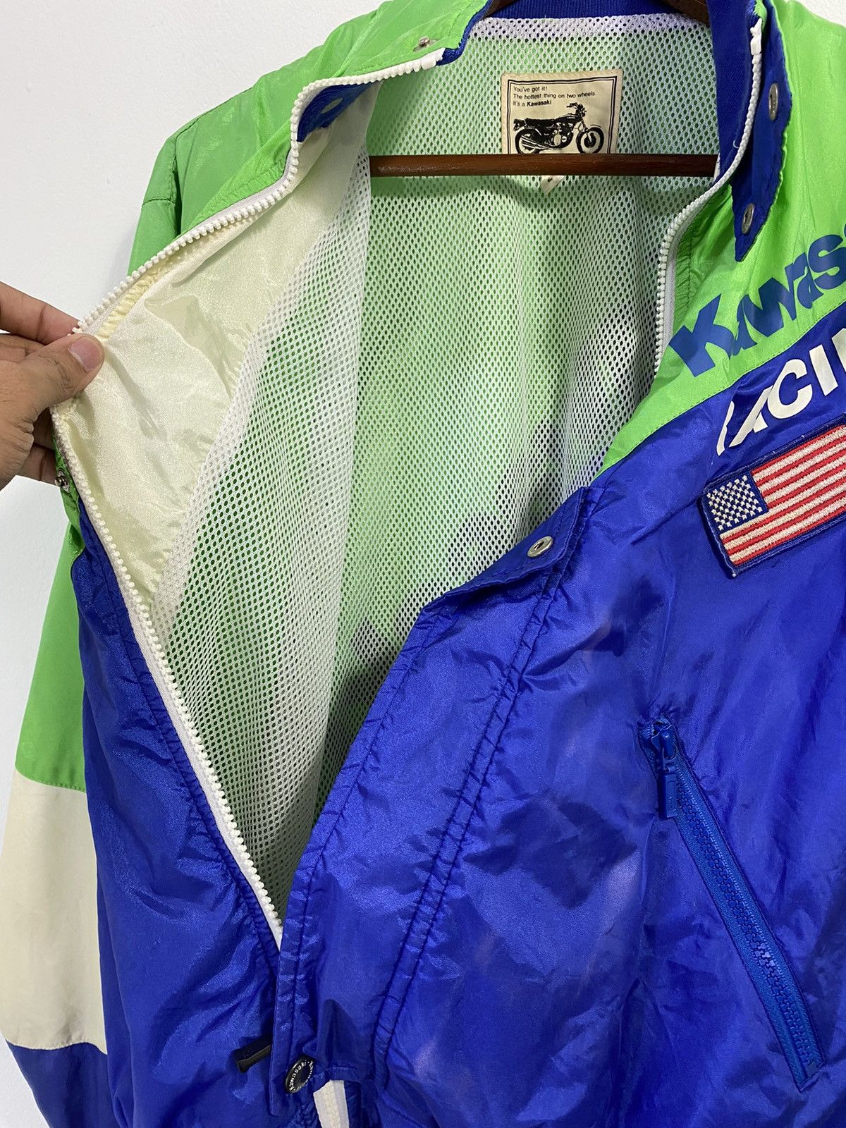 Vintage Vintage Kawasaki Racing American Flag Design Nice Design Size US L / EU 52-54 / 3 - 10 Thumbnail