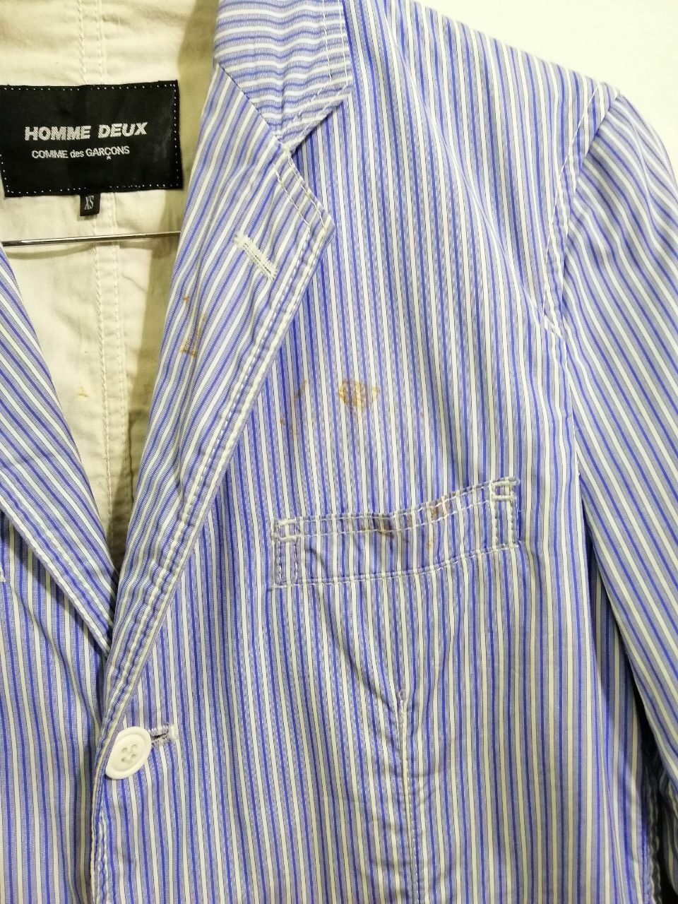 Comme des Garcons Homme Deux Comme Des Garçons AD2011 Stripe Jacket BlueWhite Size US XS / EU 42 / 0 - 3 Thumbnail