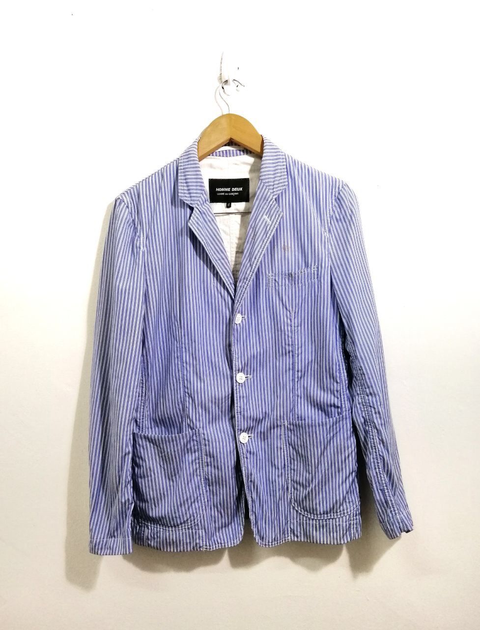Comme des Garcons Homme Deux Comme Des Garçons AD2011 Stripe Jacket BlueWhite Size US XS / EU 42 / 0 - 1 Thumbnail