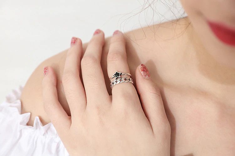 Jewelry Adjustable Star Finger Rings Size ONE SIZE - 2 Thumbnail